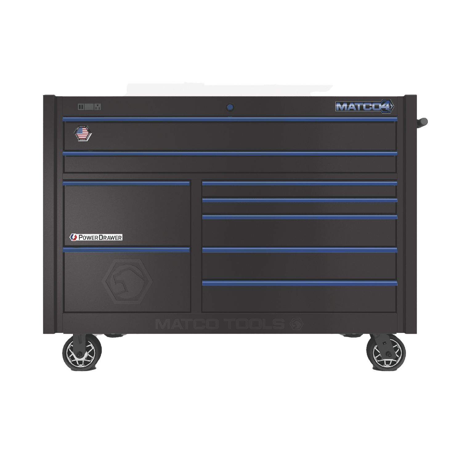 57 x 28 DOUBLE-BAY 4s SERIES TOOLBOX (OUTLAW BLACK/BLUE) 4228TB-BBD | eBaydiy Tools