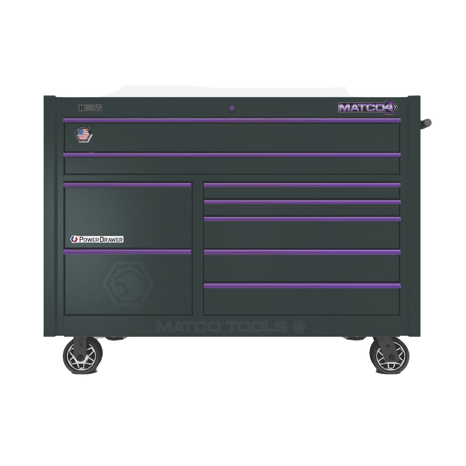 57 x 28 DOUBLE-BAY 4s SERIES TOOLBOX (THUNDERSTORM GRAY/PURPLE) 4228TB-TTP | eBaydiy Tools