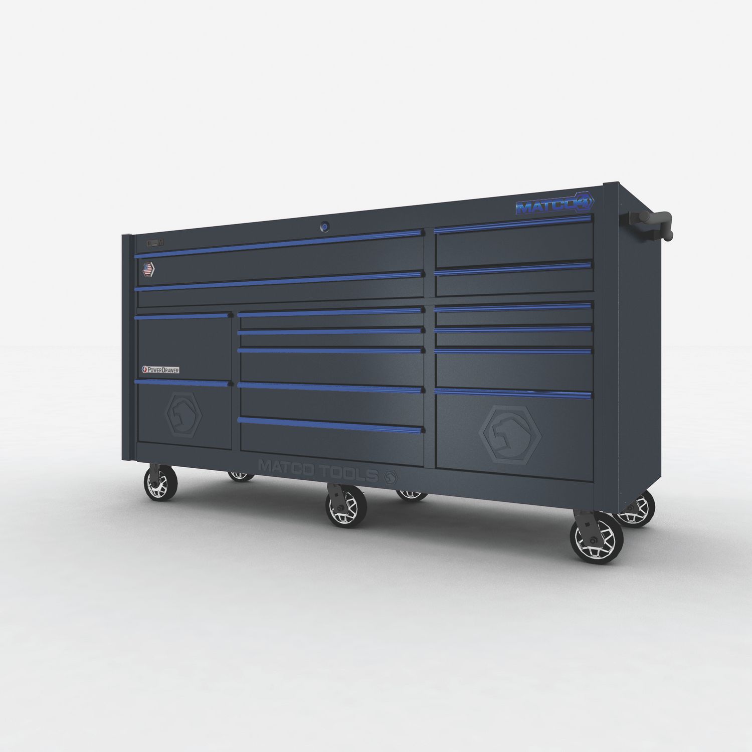 79 x 28 TRIPLE-BAY 4s SERIES TOOLBOX (OUTLAW BLACK/BLUE) 4328TB-BBD | eBaydiy Tools