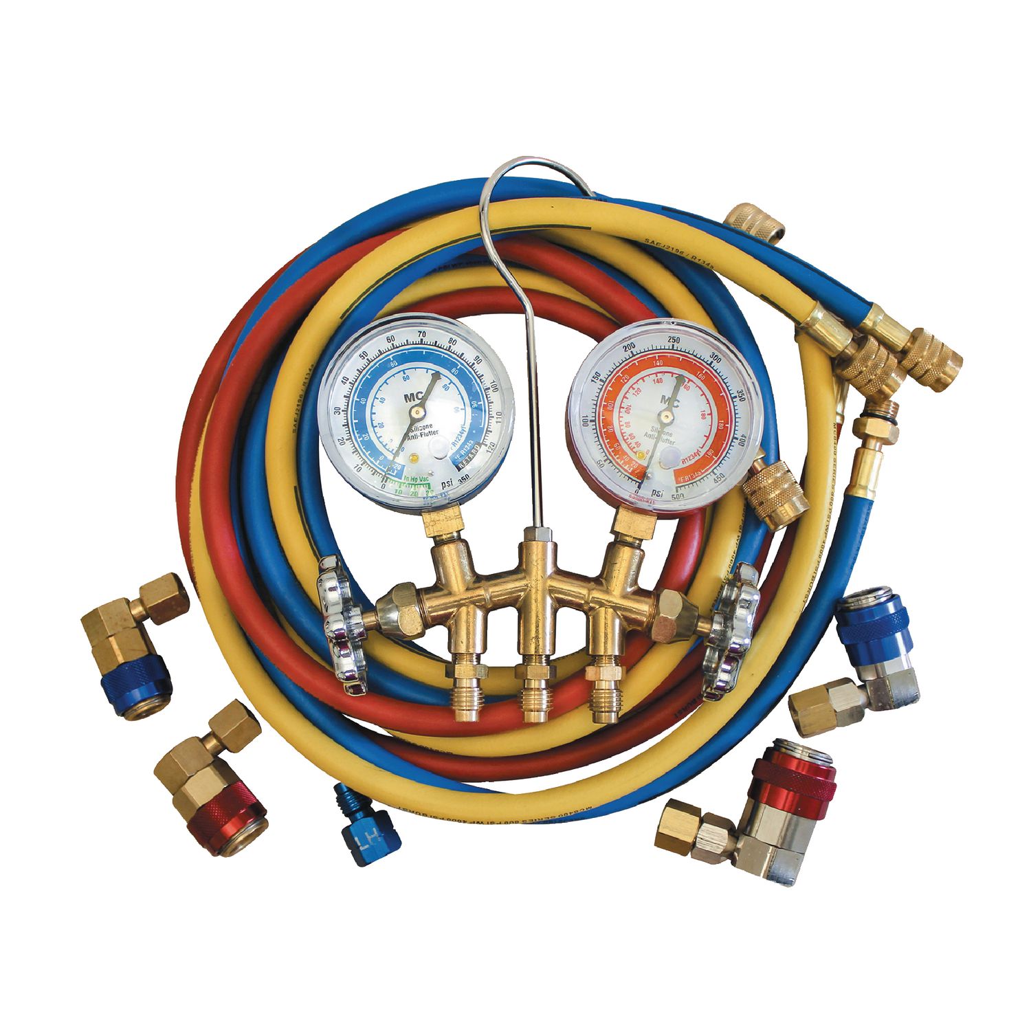DUAL BRASS R134A AND R1234YF GAUGE SET 72 HOSES AC66672 | eBaydiy Tools