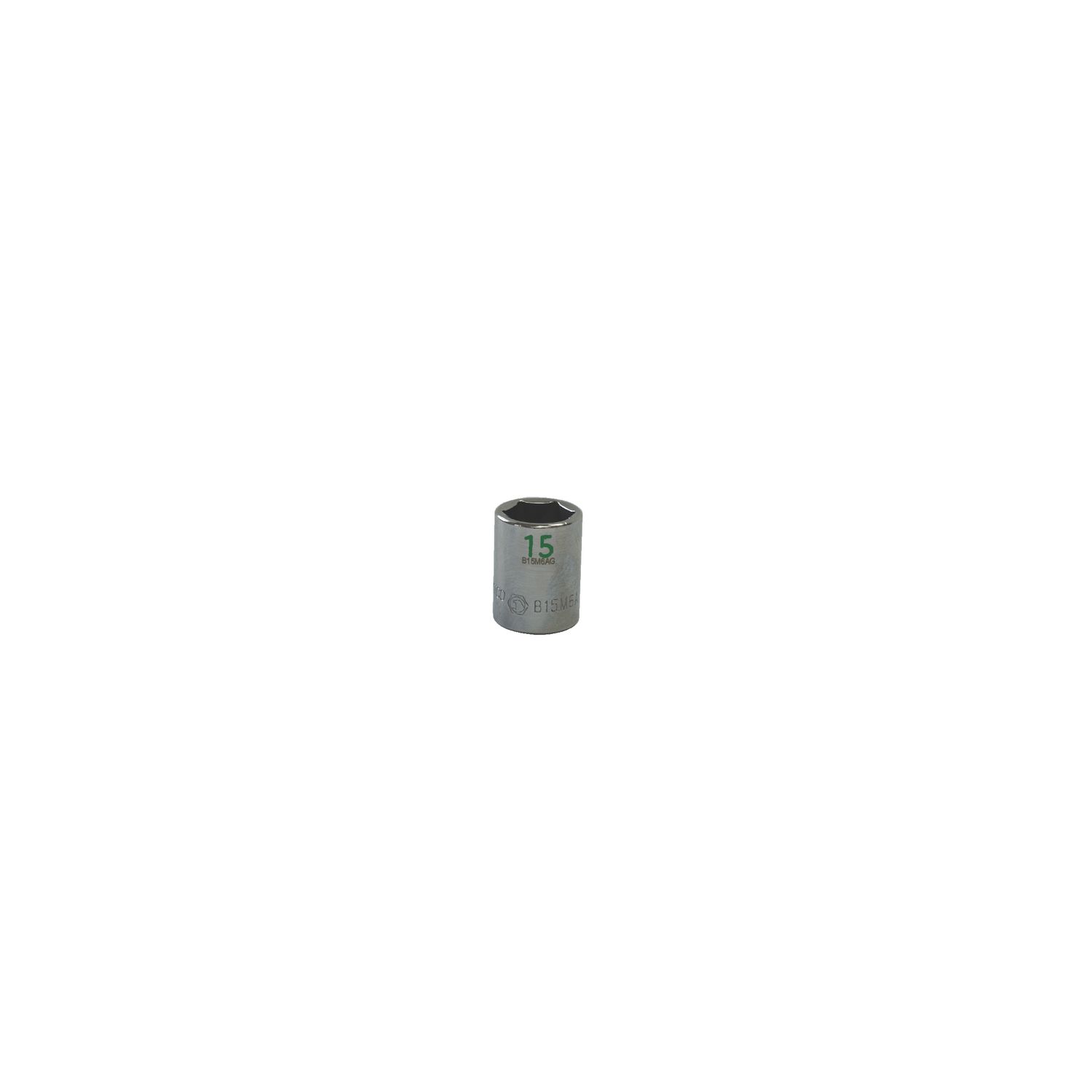 3/8 DRIVE 15MM METRIC 6 POINT CHROME SOCKET - GREEN B15M6AG | eBaydiy Tools