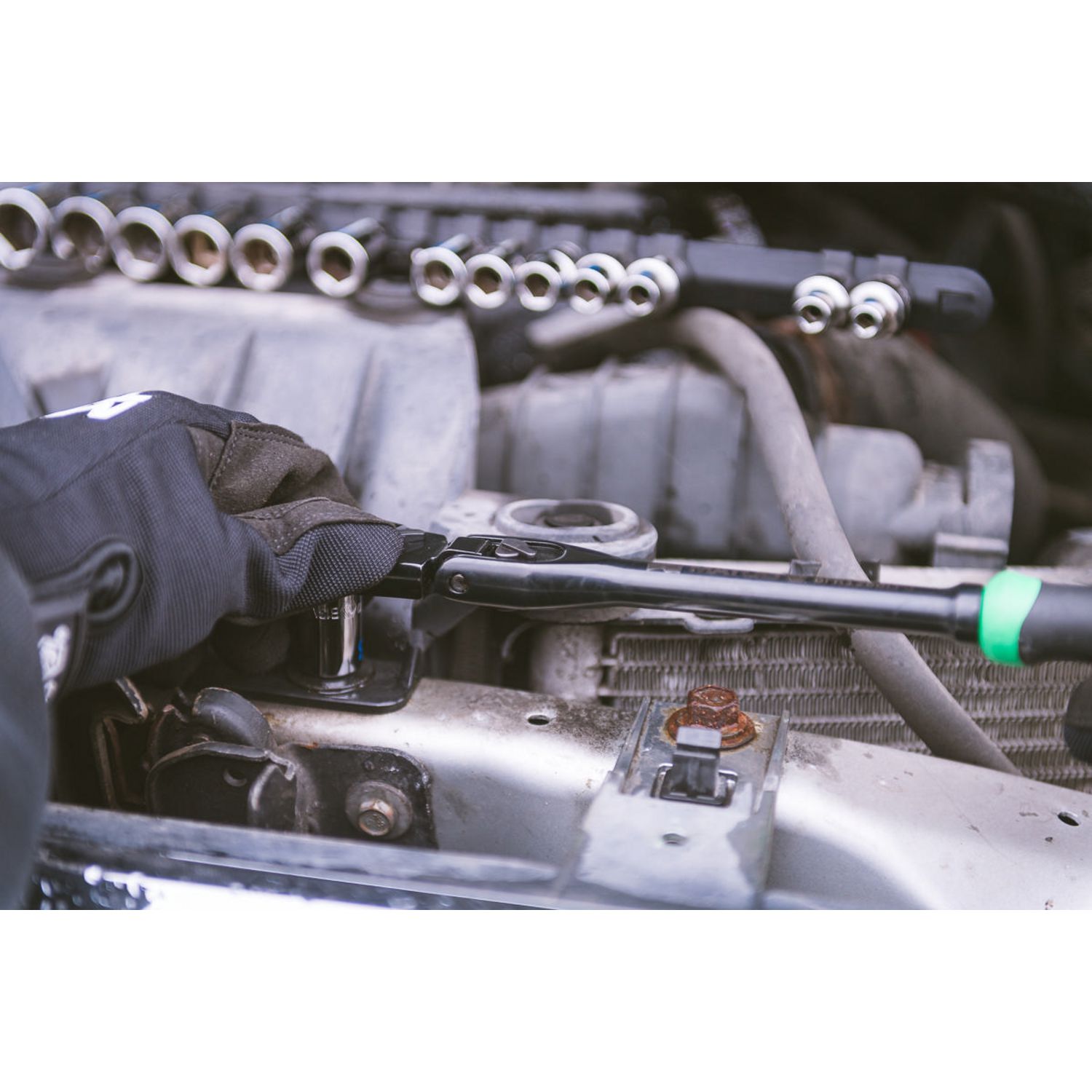 3/8 DRIVE 12-1/2 EIGHTY8 TOOTH BLACK CHROME LOCKING FLEX RATCHET WITH ERGO HANDLE - GREEN BFR128BLFG | eBaydiy Tools - Image 7