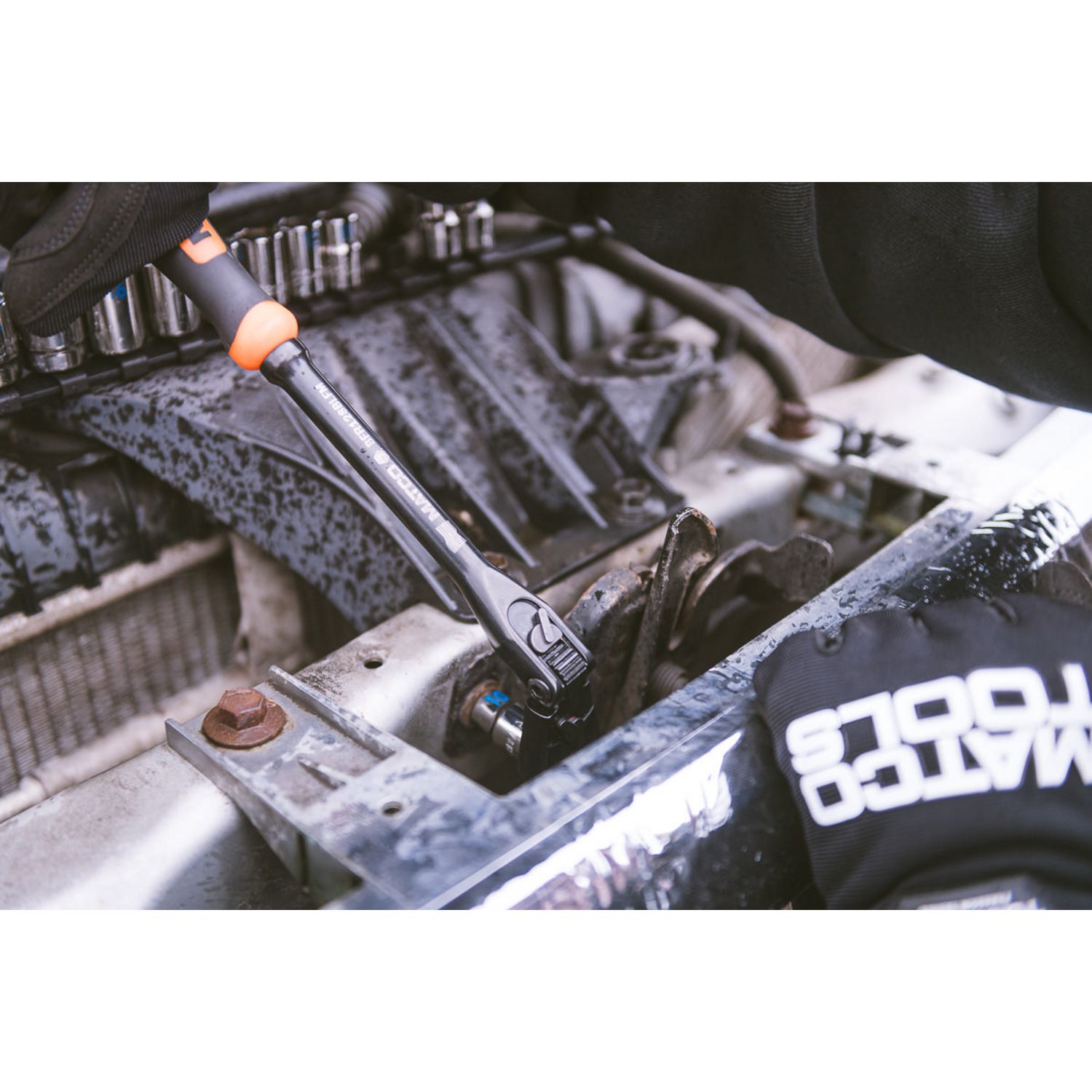 3/8 DRIVE 12-1/2 EIGHTY8 TOOTH BLACK CHROME LOCKING FLEX RATCHET WITH ERGO HANDLE - ORANGE BFR128BLFM | eBaydiy Tools - Image 5