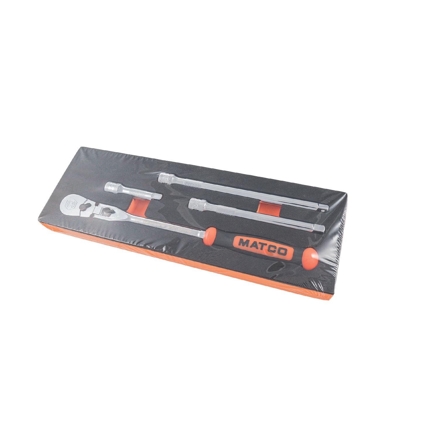 3/8 DRIVE 4 PIECE 12 EIGHTY8 TOOTH LOCKING FLEX RATCHET WITH CHROME EXTENSIONS 3, 6 AND 8 SET - ORANGE BFR128SETM | eBaydiy Tools - Image 2