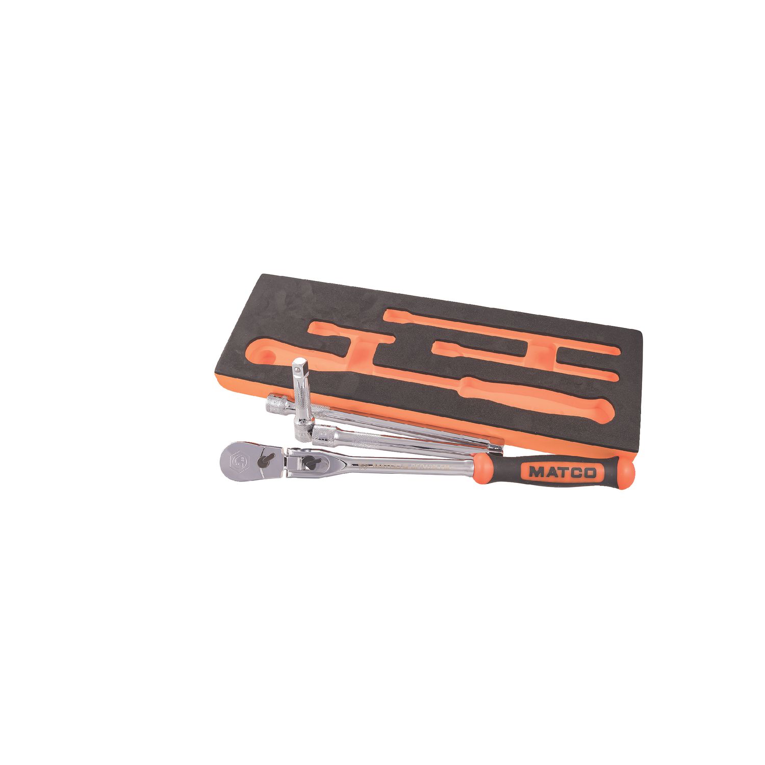 3/8 DRIVE 4 PIECE 12 EIGHTY8 TOOTH LOCKING FLEX RATCHET WITH CHROME EXTENSIONS 3, 6 AND 8 SET - ORANGE BFR128SETM | eBaydiy Tools - Image 3