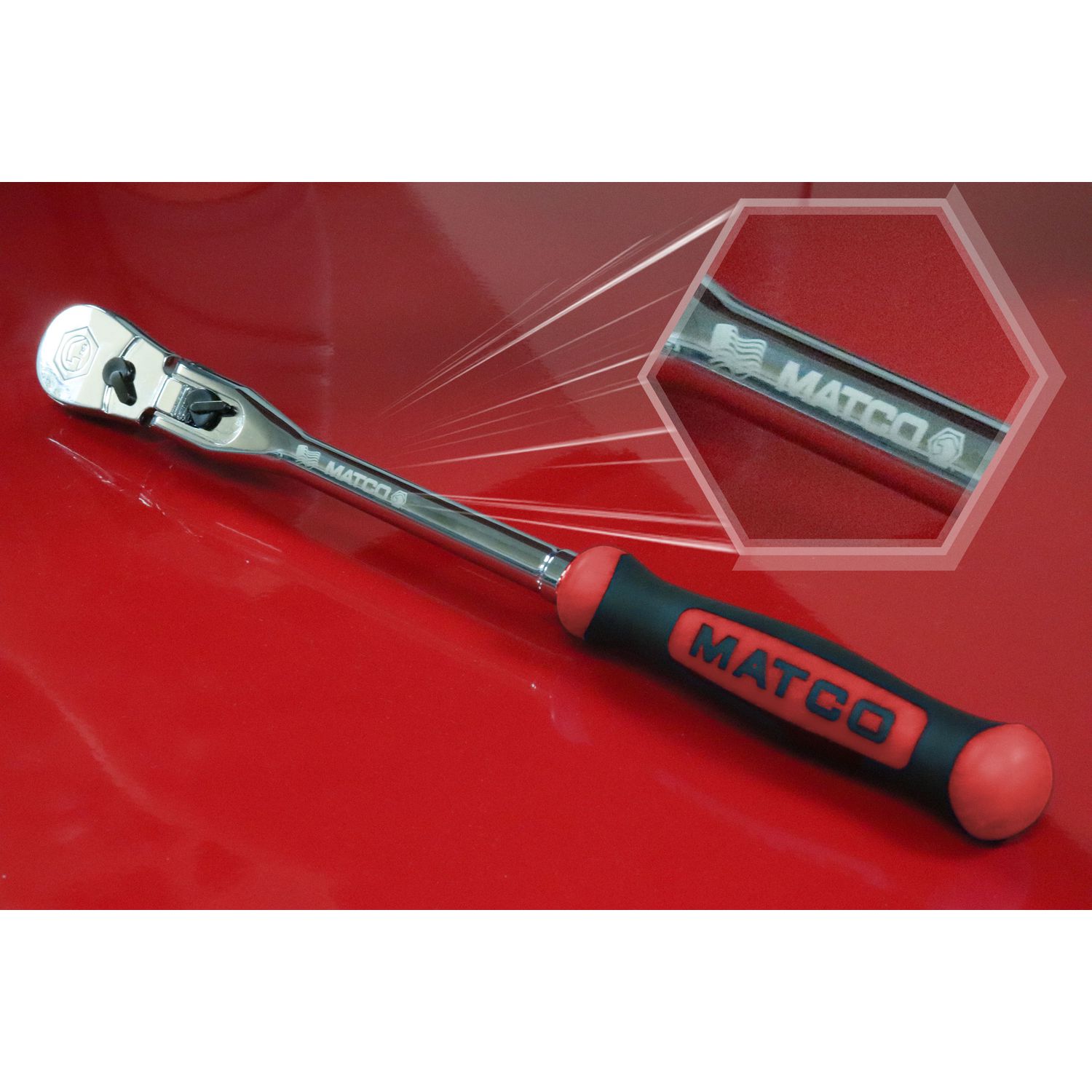 3/8 DRIVE 10 EIGHTY8 TOOTH LOCKING FLEX RATCHET WITH ERGO HANDLE - RED BFR98LFR | eBaydiy Tools - Image 2