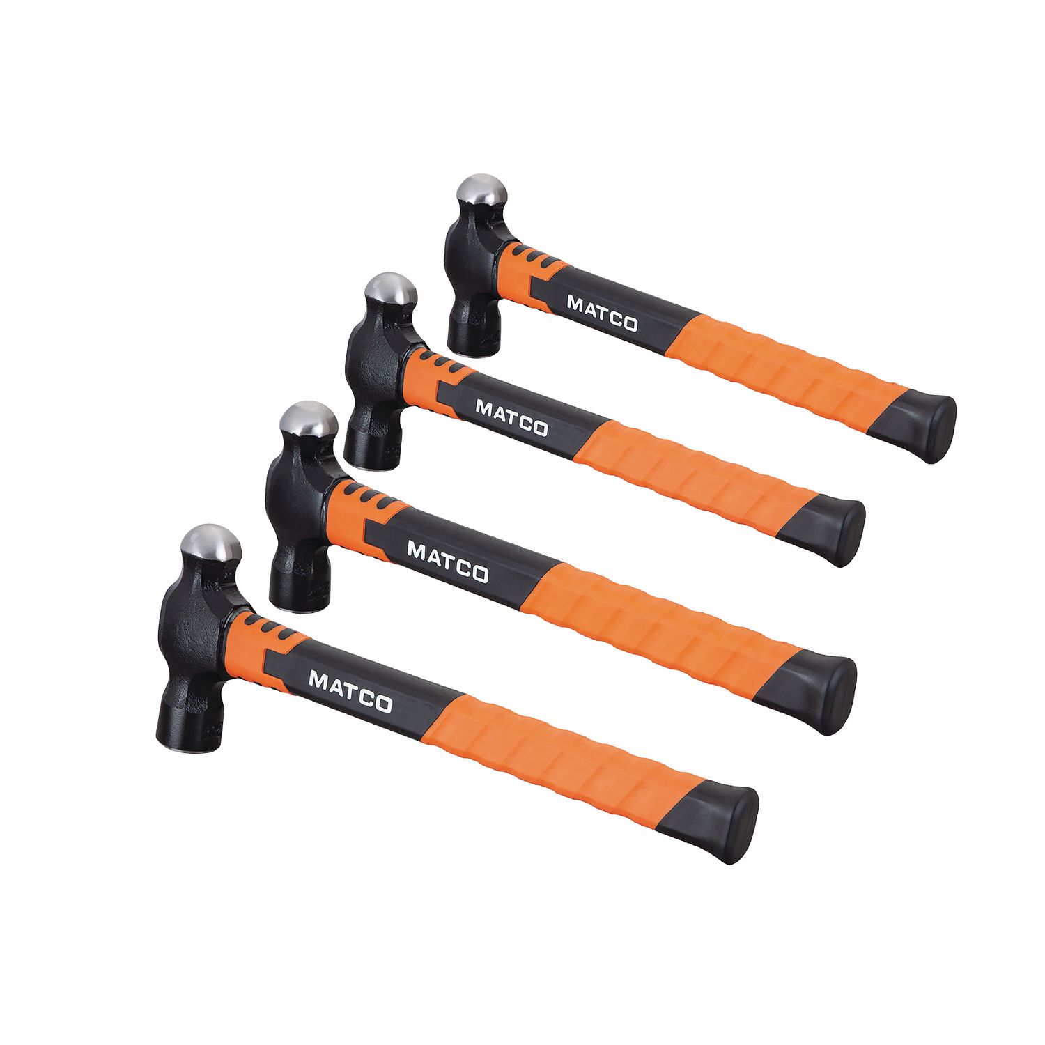 24-48 OZ. BALL PEEN HAMMER SET WITH FIBERGLASS GRIP HANDLES - 4 PIECE, ORANGE BHG4SETLGM | eBaydiy Tools