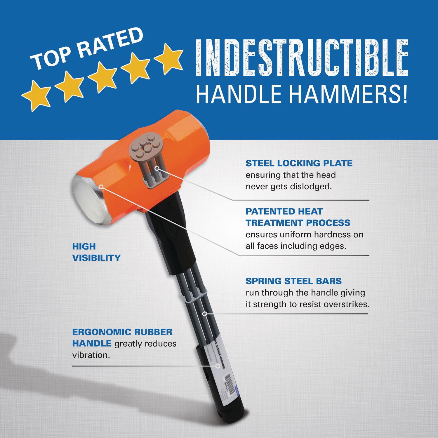 2.5 LBS. BLACKSMITH HAMMER WITH FIBERGLASS HANDLE BSH30 | eBaydiy Tools - Image 2