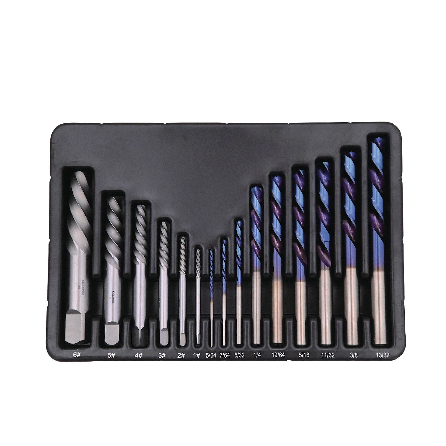 TITANIUM BLUE COBALT MECHANIC'S LEFT HAND DRILLL BIT EXTRACTOR KIT, 15 PIECE DEK15 | eBaydiy Tools