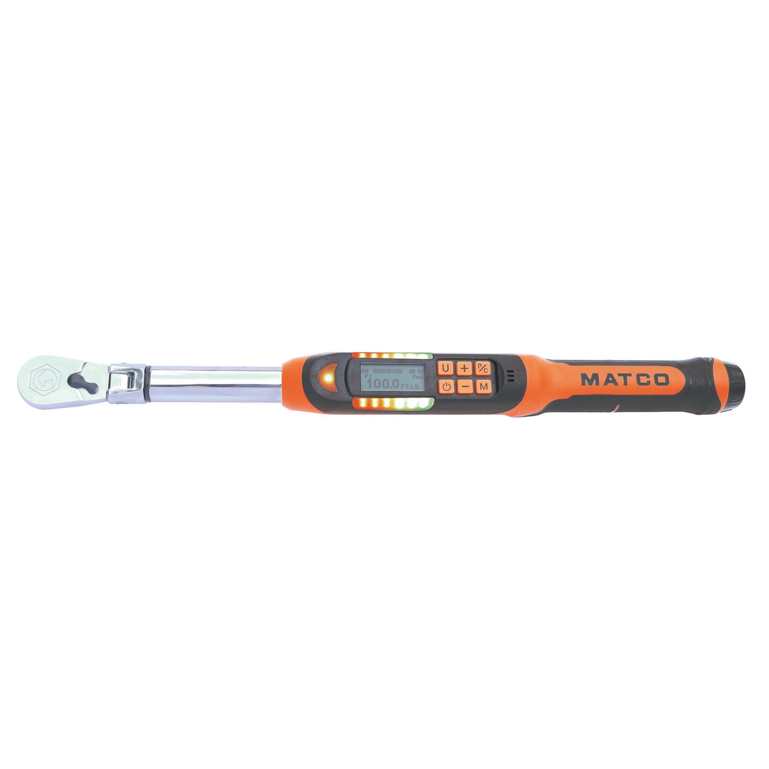 3/8 DRIVE FLEX HEAD 10-100 FT. LBS. ELECTRONIC TORQUE WRENCH WITH ANGLE MEASUREMENT - ORANGE ETWB100FKBM | eBaydiy Tools