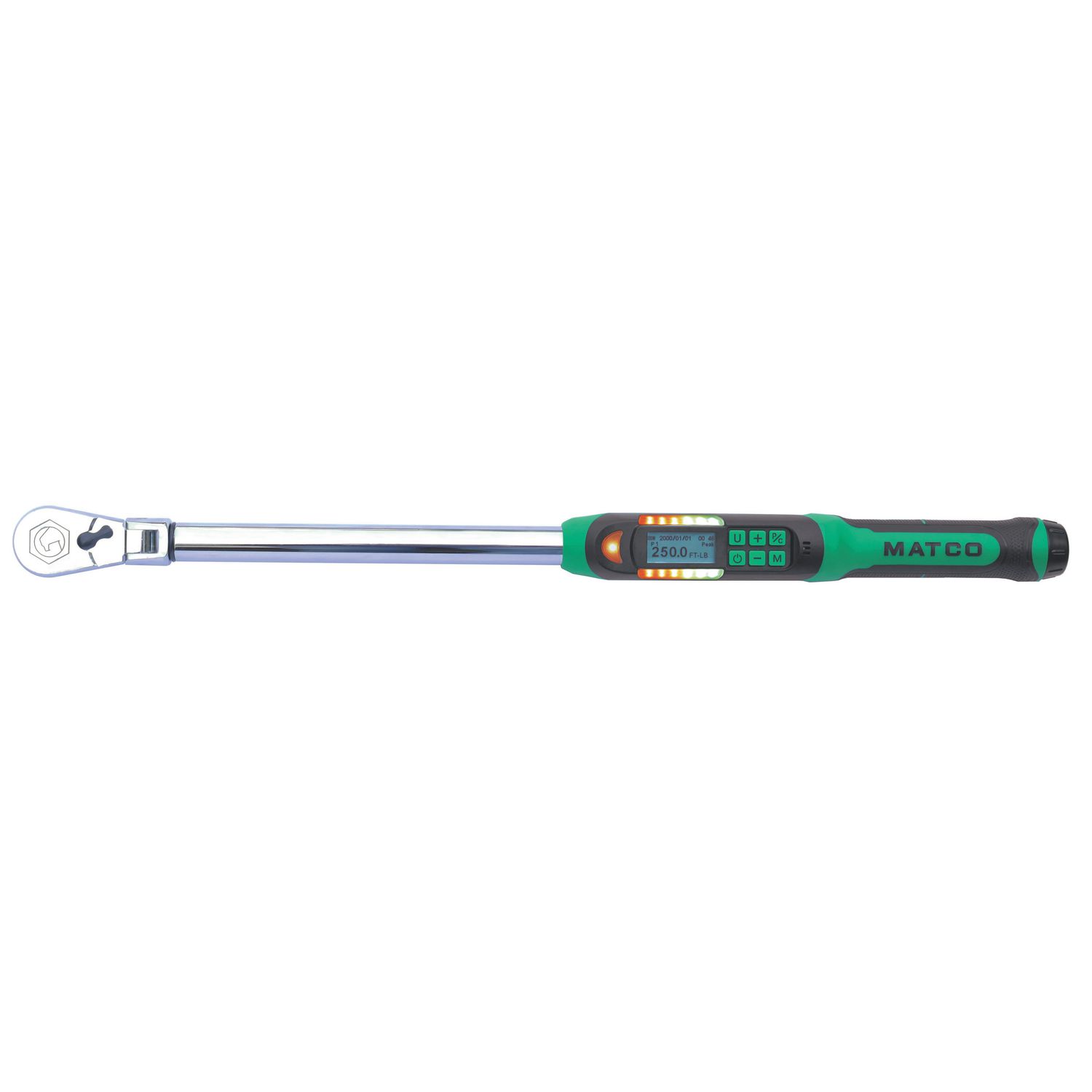 1/2 DRIVE FLEX HEAD 25-250 FT. LBS. ELECTRONIC TORQUE WRENCH WITH ANGLE MEASUREMENT - GREEN ETWC250FKBG | eBaydiy Tools