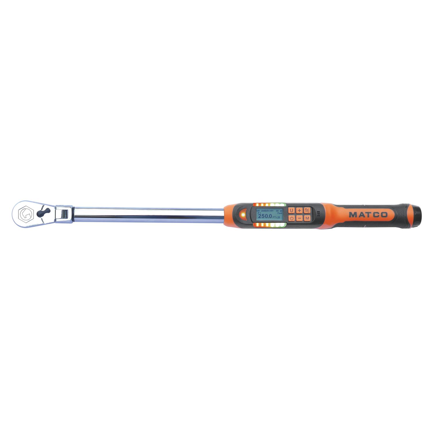 1/2 DRIVE FLEX HEAD 25-250 FT. LBS. ELECTRONIC TORQUE WRENCH WITH ANGLE MEASUREMENT - ORANGE ETWC250FKBM | eBaydiy Tools