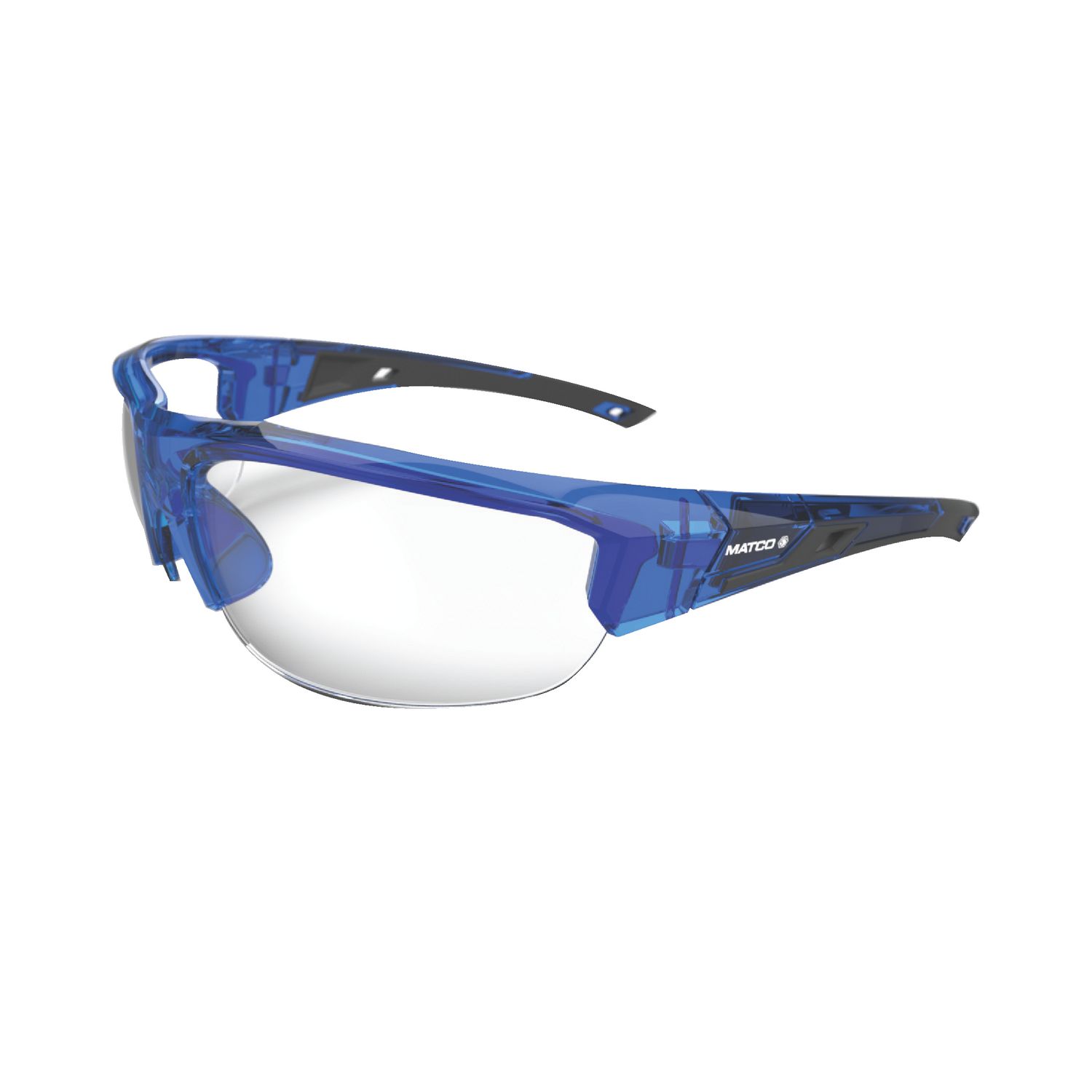 FORCEFLEX SAFETY GLASSES BLUE TRANSLUCENT MATCO HALF FRAME WITH CLEAR LENSES FF2BTCLR | eBaydiy Tools