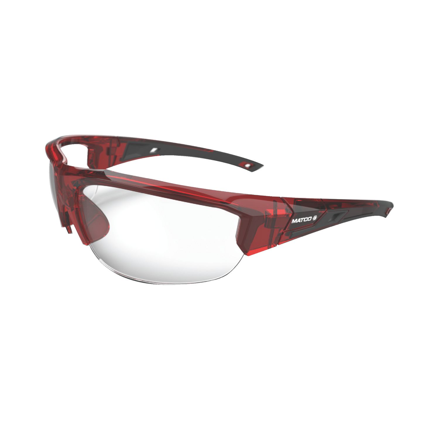 FORCEFLEX SAFETY GLASSES RED TRANSLUCENT MATCO HALF FRAME WITH CLEAR LENSES FF2RTCLR | eBaydiy Tools