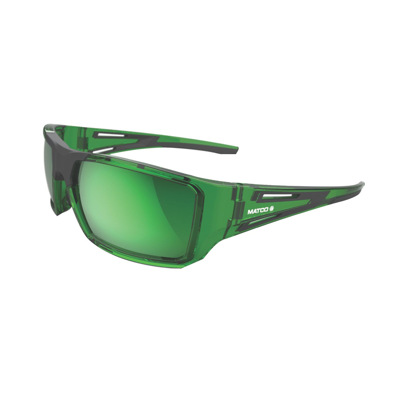 FORCEFLEX SAFETY GLASSES GREEN TRANSLUCENT MATCO FULL FRAME WITH GREEN MIRROR LENSES FF5GTGL | eBaydiy Tools