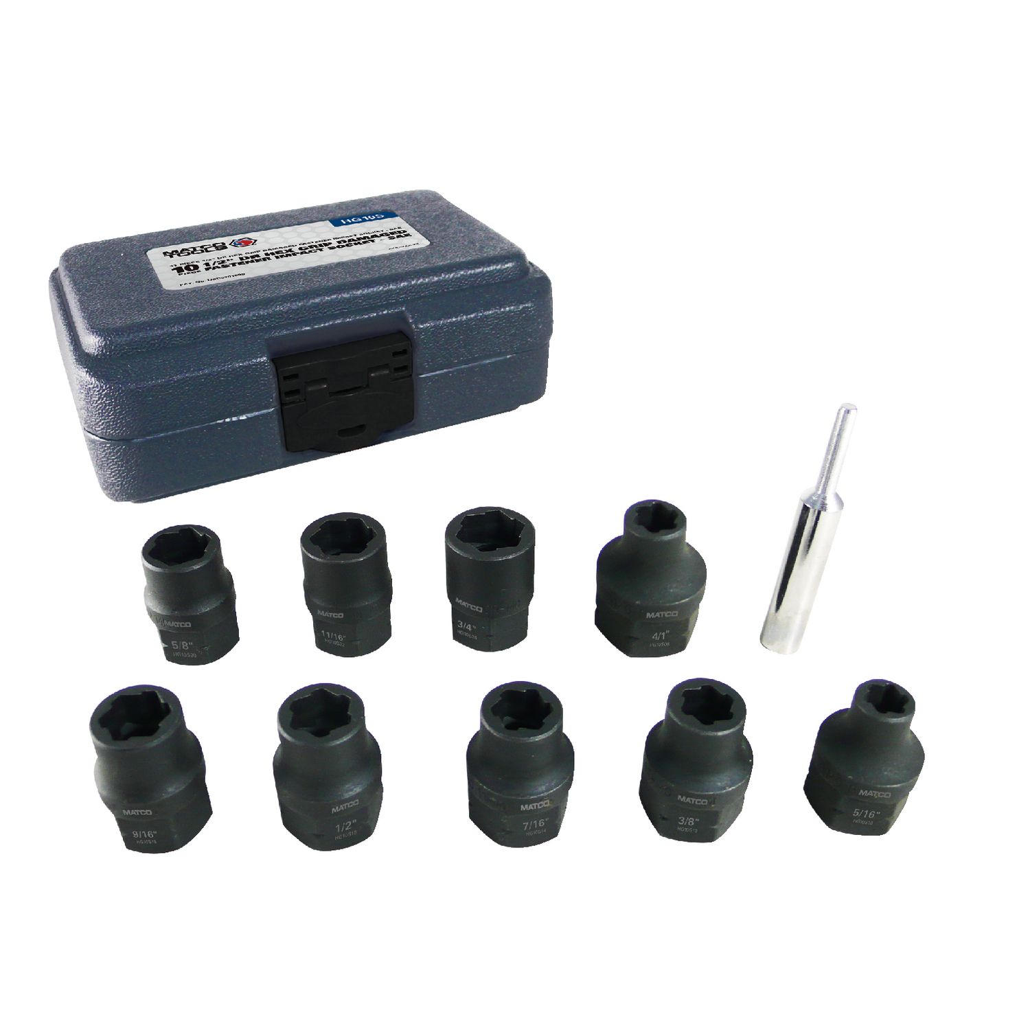 3/8 DRIVE 10 PIECE SAE HEX GRIP DAMAGED FASTENER IMPACT SOCKET SET HG10S | eBaydiy Tools
