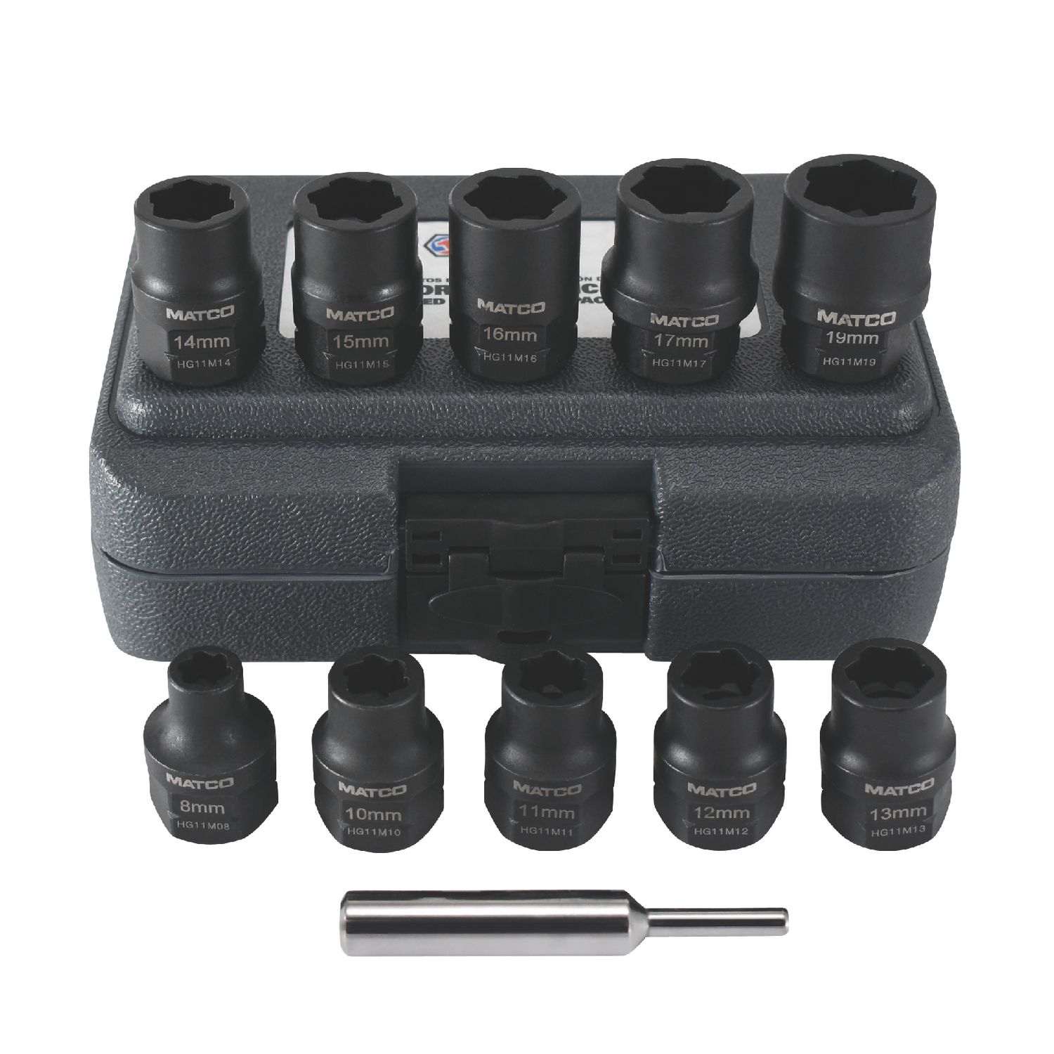 1/2 DRIVE 11 PIECE METRIC HEX GRIP DAMAGED FASTENER IMPACT SOCKET SET HG11M | eBaydiy Tools