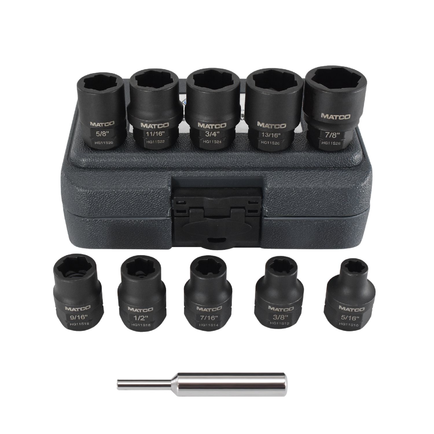 1/2 DRIVE 11 PIECE SAE HEX GRIP DAMAGED FASTENER IMPACT SOCKET SET HG11S | eBaydiy Tools