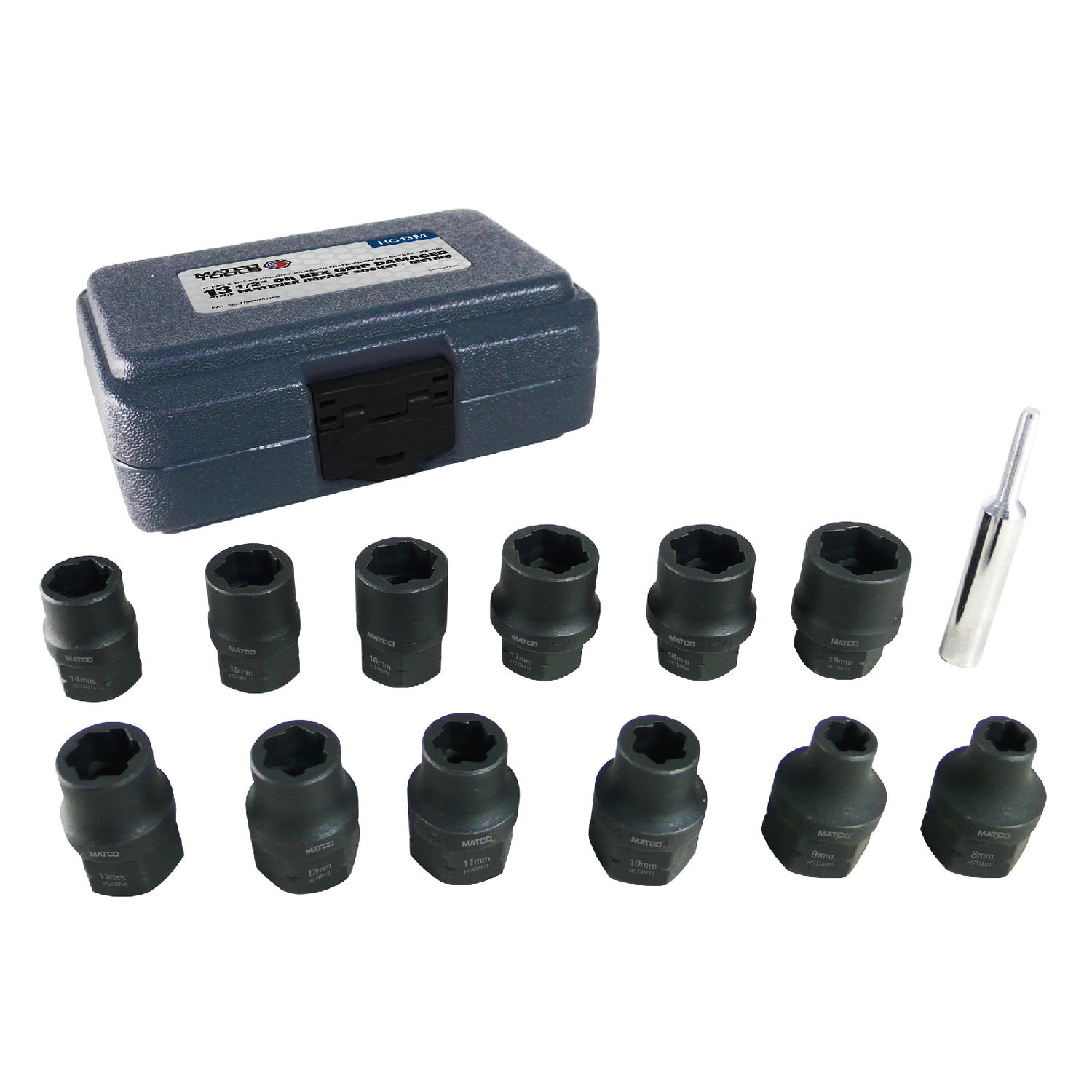 3/8 DRIVE METRIC HEX GRIP DAMAGED FASTENER IMPACT SOCKET SET, 13 PIECE HG13M | eBaydiy Tools