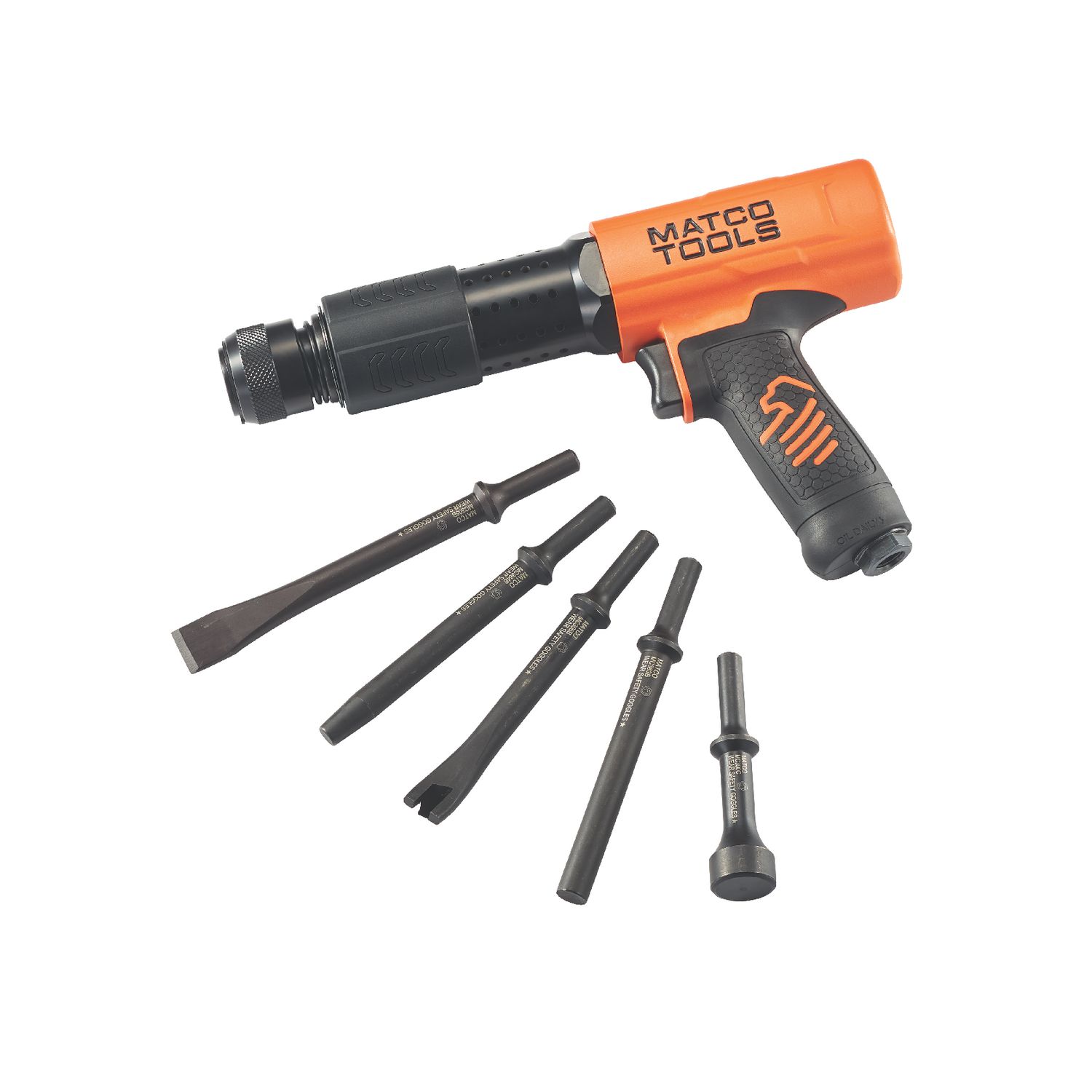 LONG BARREL PNEUMATIC AIR HAMMER KIT - ORANGE MT2916KO | eBaydiy Tools