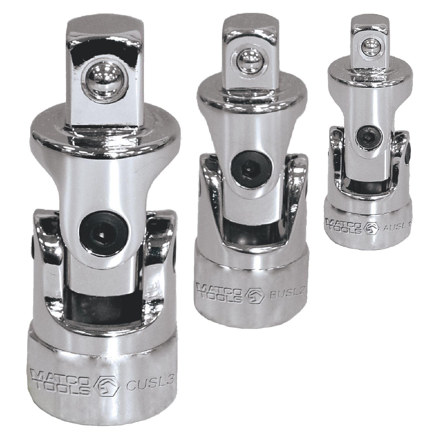 3 PIECE SPRING LOADED CHROME UNIVERSAL JOINT ADAPTER SET S3USL | eBaydiy Tools