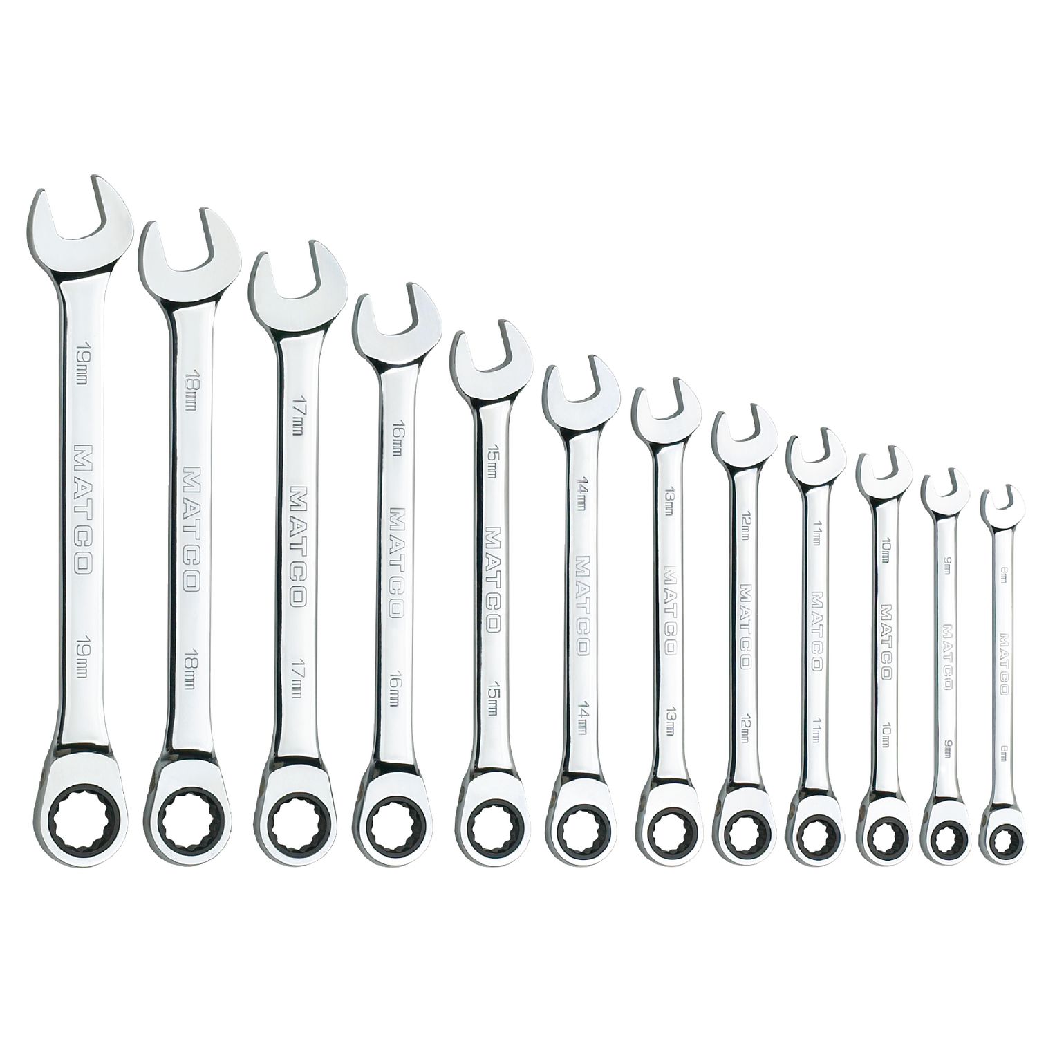 12 PIECE 72 TOOTH METRIC COMBINATION RATCHETING WRENCH SET S7GRCM12 | eBaydiy Tools