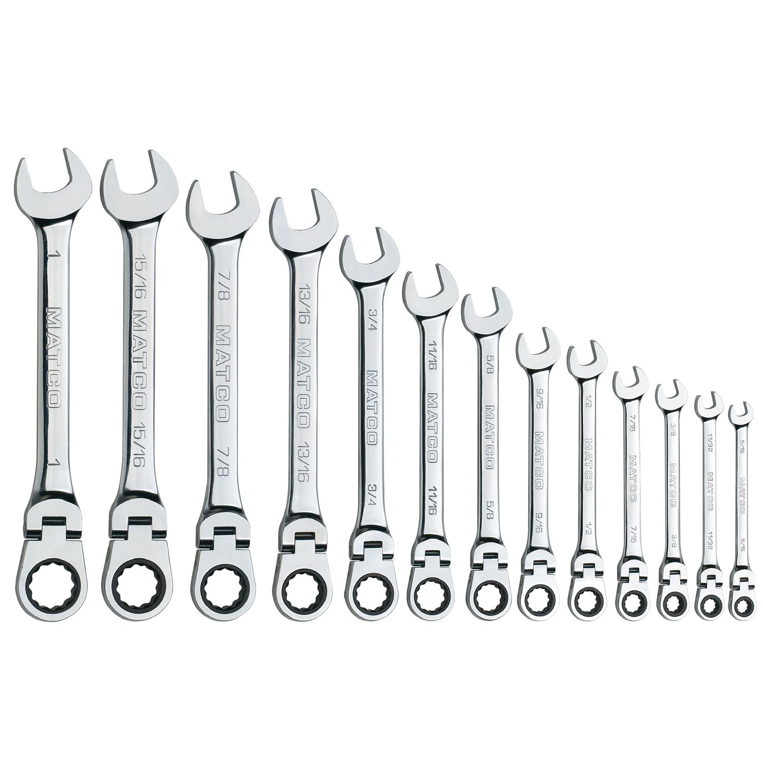 13 PIECE 72 TOOTH SAE FLEXIBLE COMBINATION RATCHETING WRENCH SET S7GRF13 | eBaydiy Tools