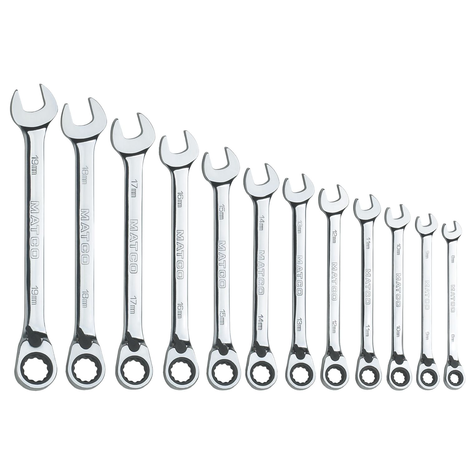 12 PIECE 72 TOOTH METRIC REVERSIBLE COMBINATION RATCHETING WRENCH SET S7GRRCM12 | eBaydiy Tools