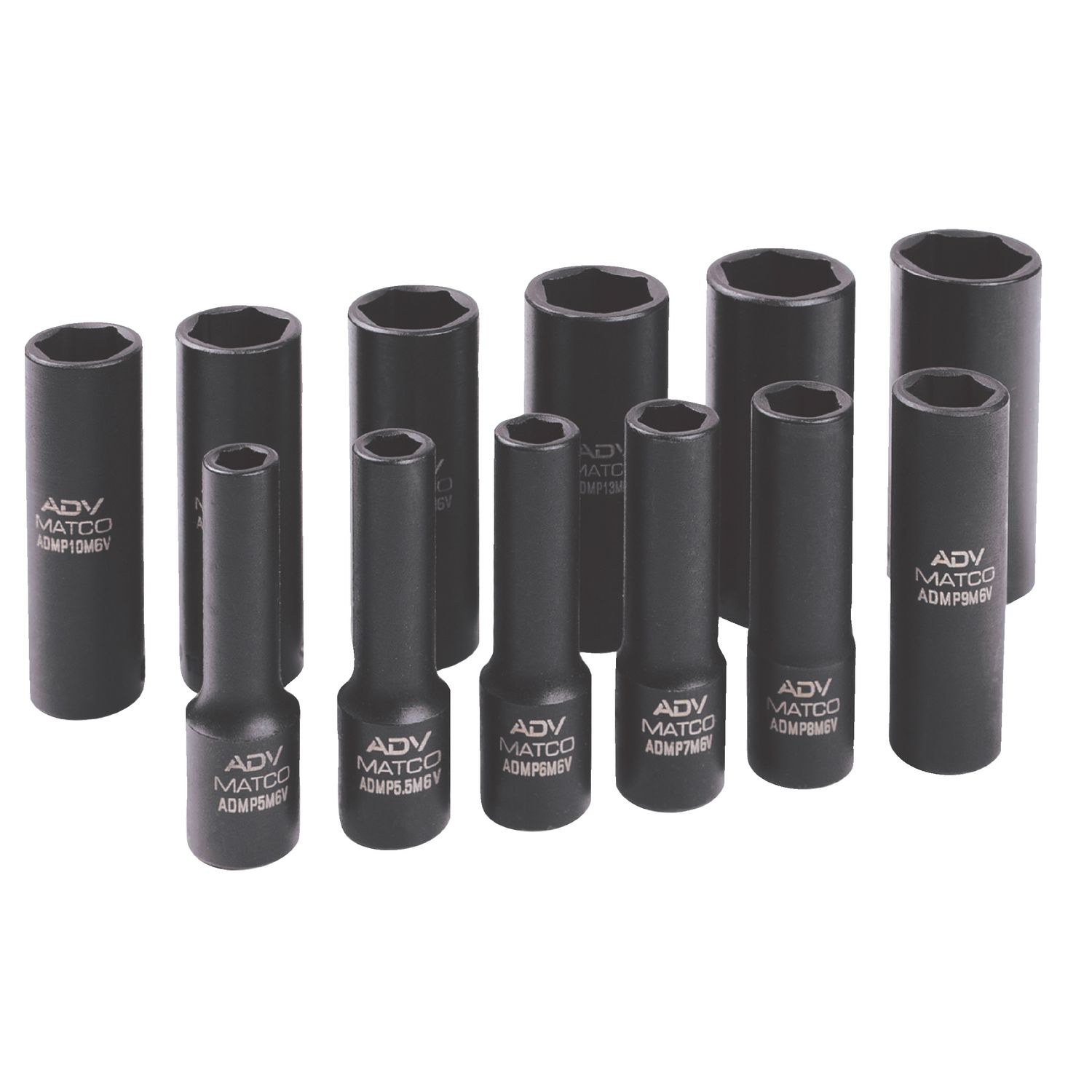 12 PIECE 1/4 DRIVE METRIC 6 POINT ADV MAGNETIC IMPACT SOCKET SET SADMPM126AV | eBaydiy Tools