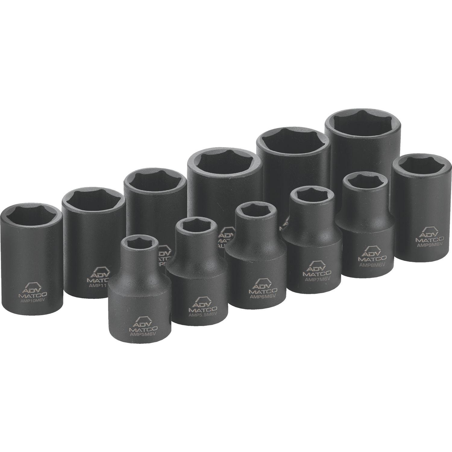 12 PIECE 1/4 DRIVE METRIC 6 POINT ADV MAGNETIC IMPACT SOCKET SET SAMPM126V | eBaydiy Tools