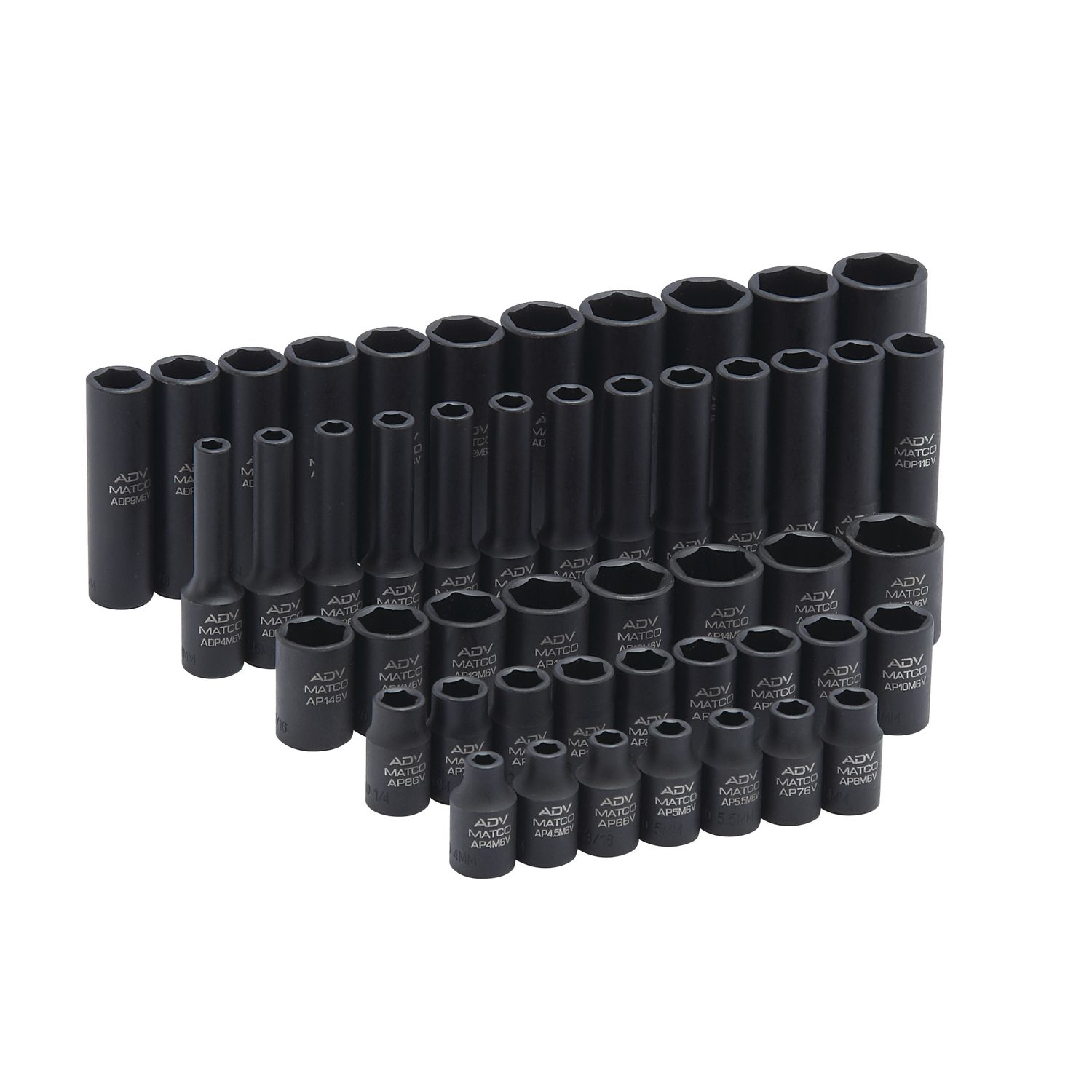 48 PIECE 1/4 DRIVE METRIC AND SAE 6 POINT ADV STANDARD AND DEEP IMPACT SOCKET SET SAP486V | eBaydiy Tools