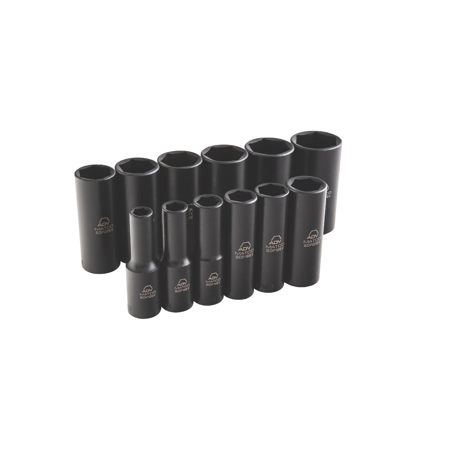 12 PIECE 3/8 DRIVE SAE 6 POINT ADV DEEP IMPACT SOCKET SET SBDP126V | eBaydiy Tools