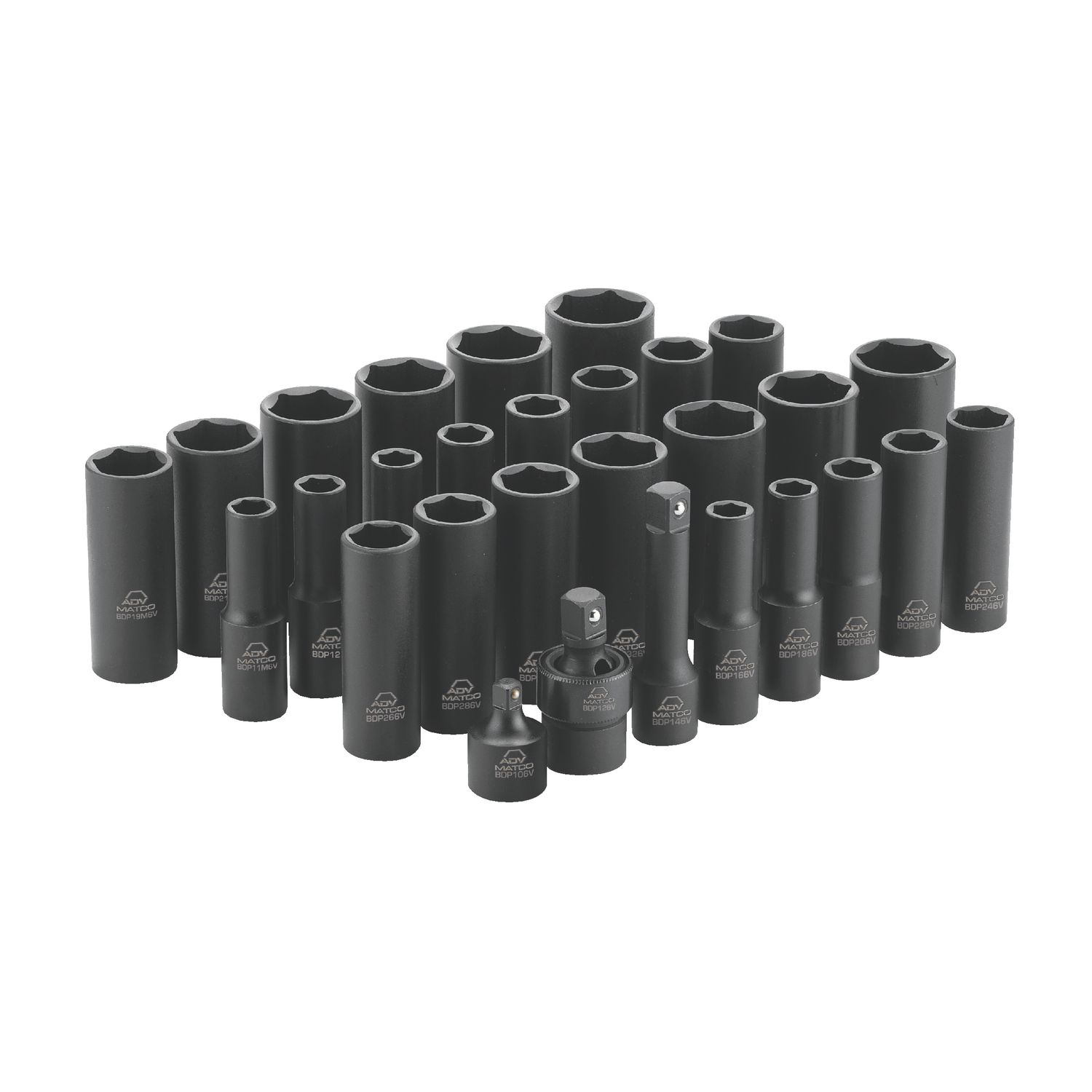 29 PIECE 3/8 DRIVE METRIC & SAE 6 POINT ADV DEEP IMPACT SOCKET SET SBDP296V | eBaydiy Tools