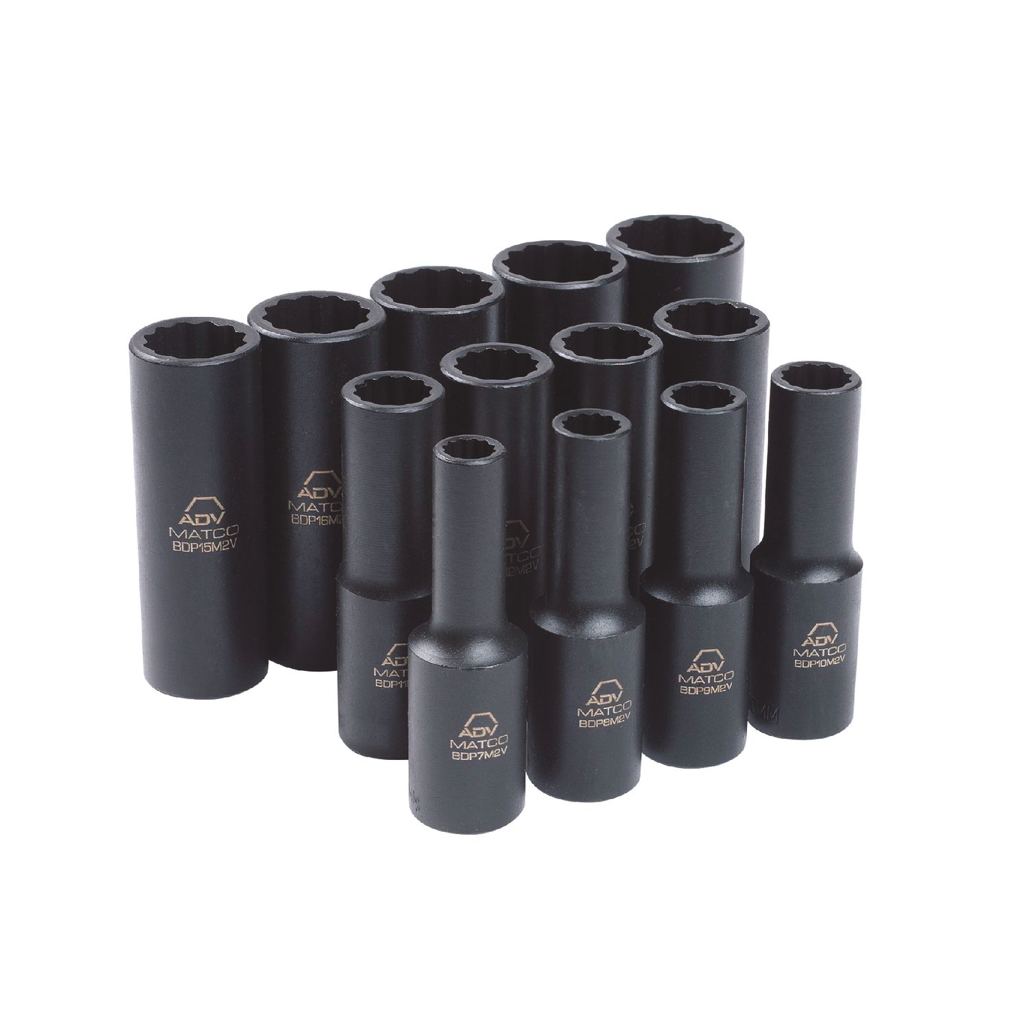 13 PIECE 3/8 DRIVE METRIC 12 POINT ADV DEEP IMPACT SOCKET SET SBDPM132V | eBaydiy Tools