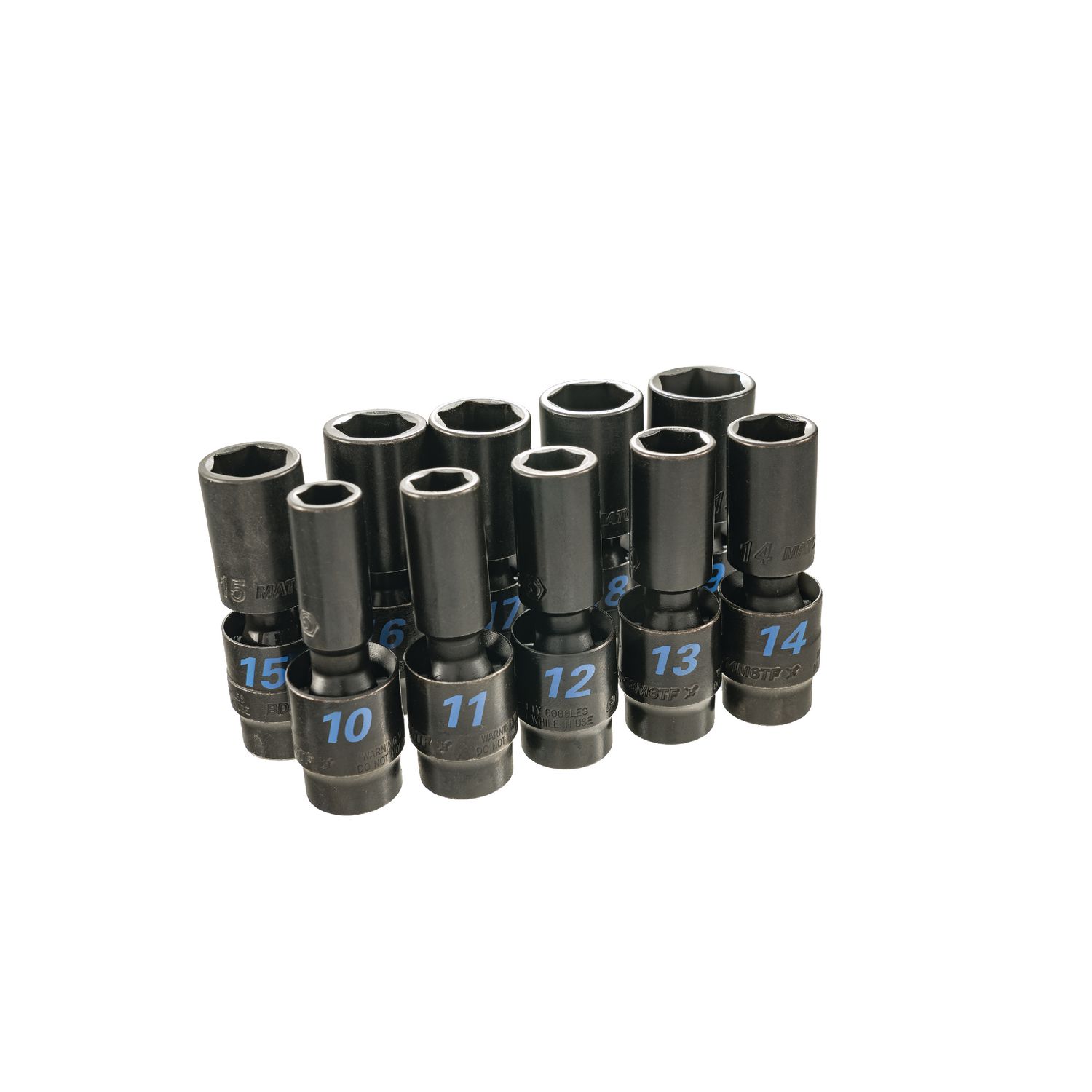 10 PIECE 3/8 DRIVE METRIC 6 POINT TORQUE FORCE DEEP UNIVERSAL IMPACT SOCKET SET SBDUPM106TF | eBaydiy Tools - Image 2