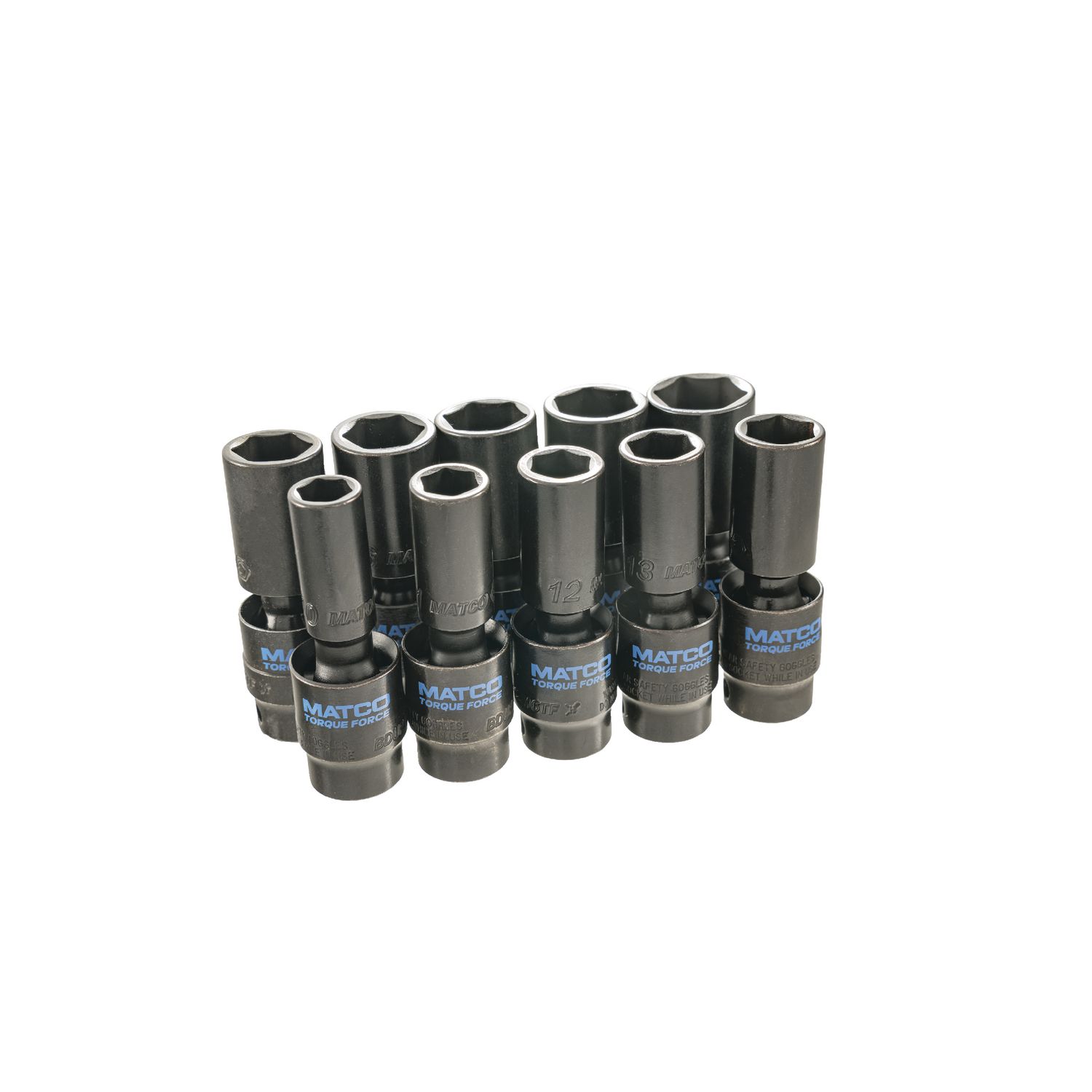 10 PIECE 3/8 DRIVE METRIC 6 POINT TORQUE FORCE DEEP UNIVERSAL IMPACT SOCKET SET SBDUPM106TF | eBaydiy Tools