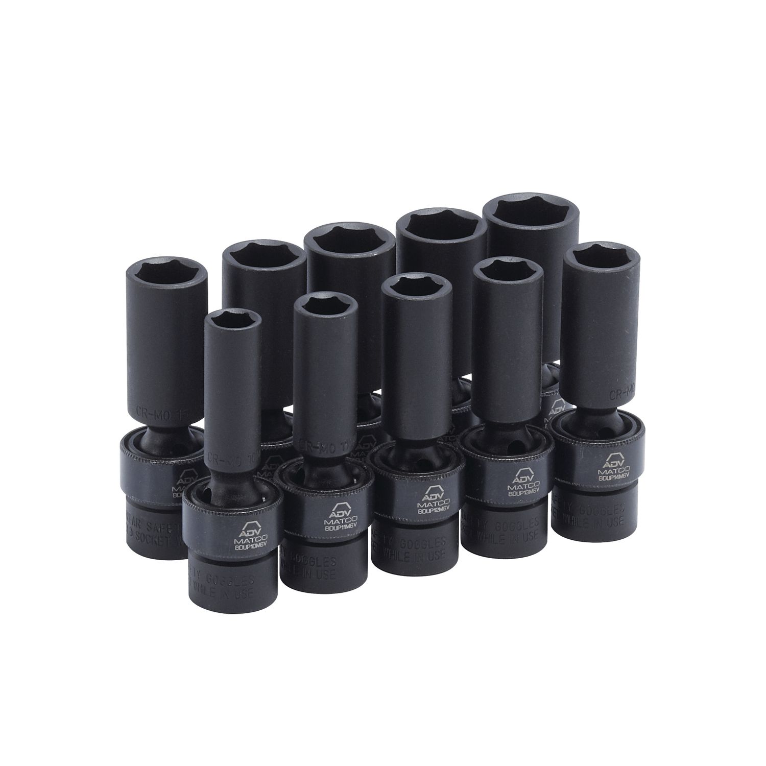 10 PIECE 3/8 DRIVE METRIC 6 POINT ADV DEEP UNIVERSAL IMPACT SOCKET SET SBDUPM106V | eBaydiy Tools