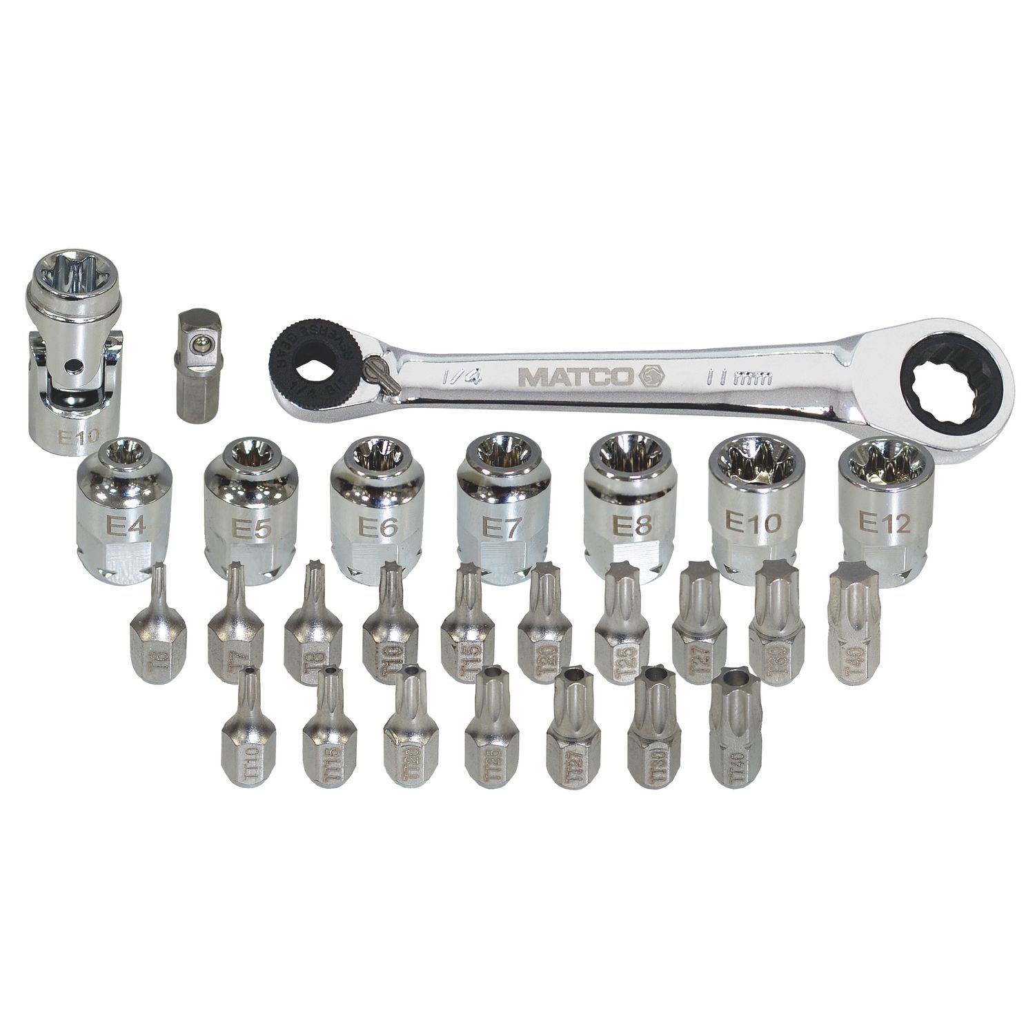 27 PIECE LOW PROFILE TORX®, TAMPERPROOF TORX® HEX BITS AND INVERTED TORX® LOW SOCKET KIT SBIT27 | eBaydiy Tools