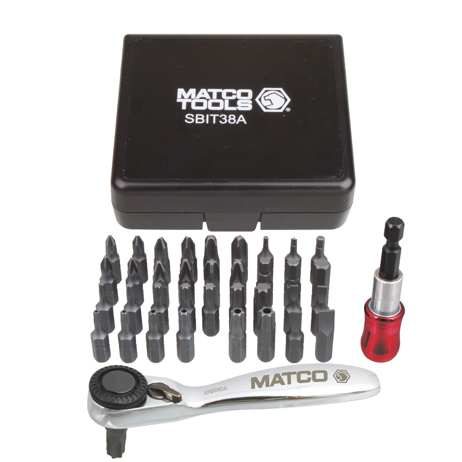 38 PIECE 1/4 DRIVE MINI RATCHET AND BIT SET SBIT38A | eBaydiy Tools