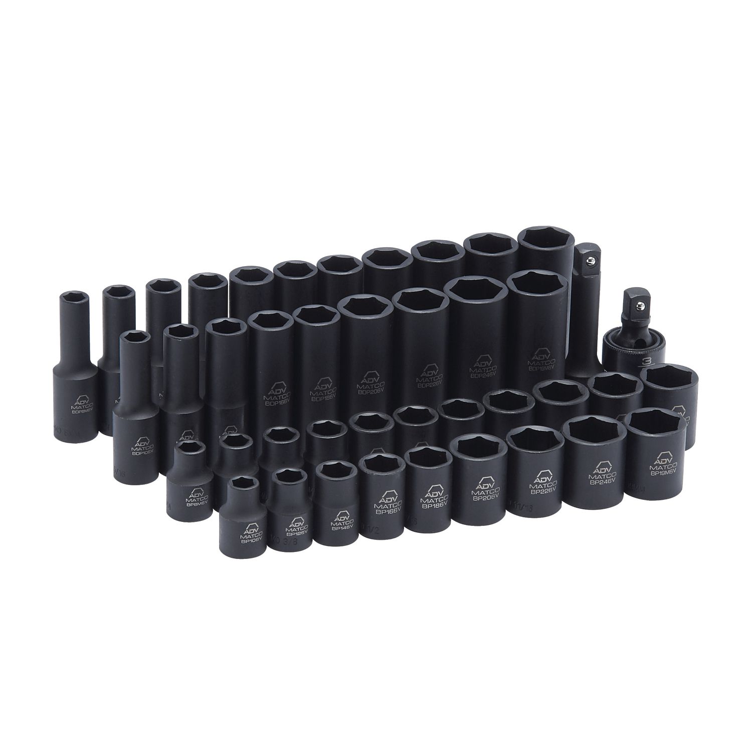 42 PIECE 3/8 DRIVE METRIC AND SAE 6 POINT ADV STANDARD AND DEEP IMPACT SOCKET SET SBP426V | eBaydiy Tools