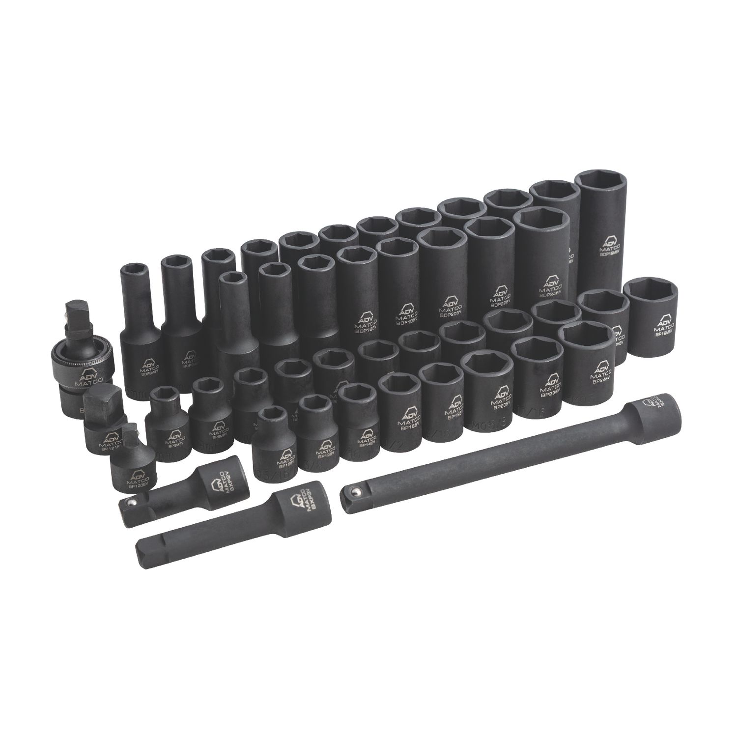 46 PIECE 3/8 DRIVE ADV SAE AND METRIC STANDARD AND DEEP 6 POINT IMPACT SOCKET SET SBP466V | eBaydiy Tools