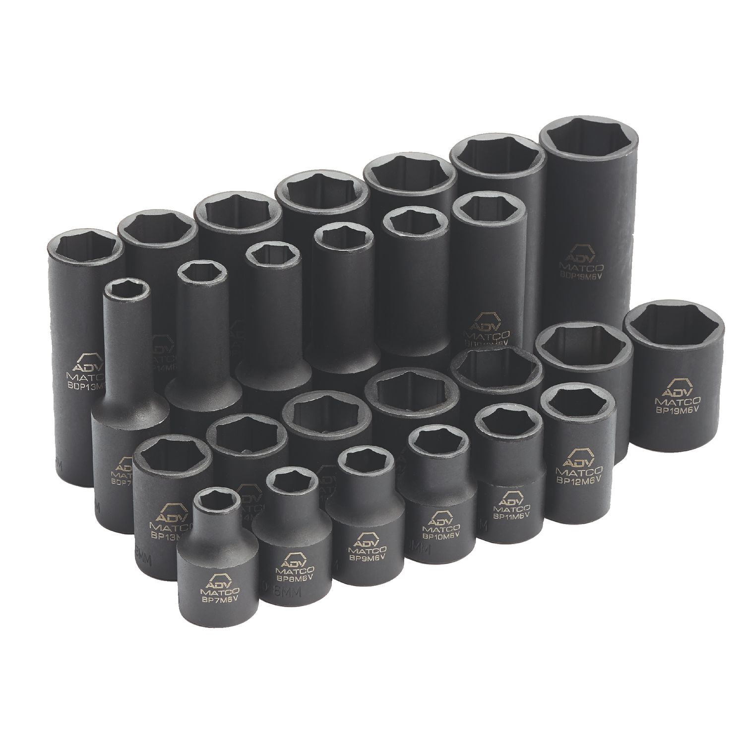 26 PIECE 3/8 DRIVE METRIC 6 POINT STANDARD AND DEEP ADV IMPACT SOCKET SET SBPM266V | eBaydiy Tools
