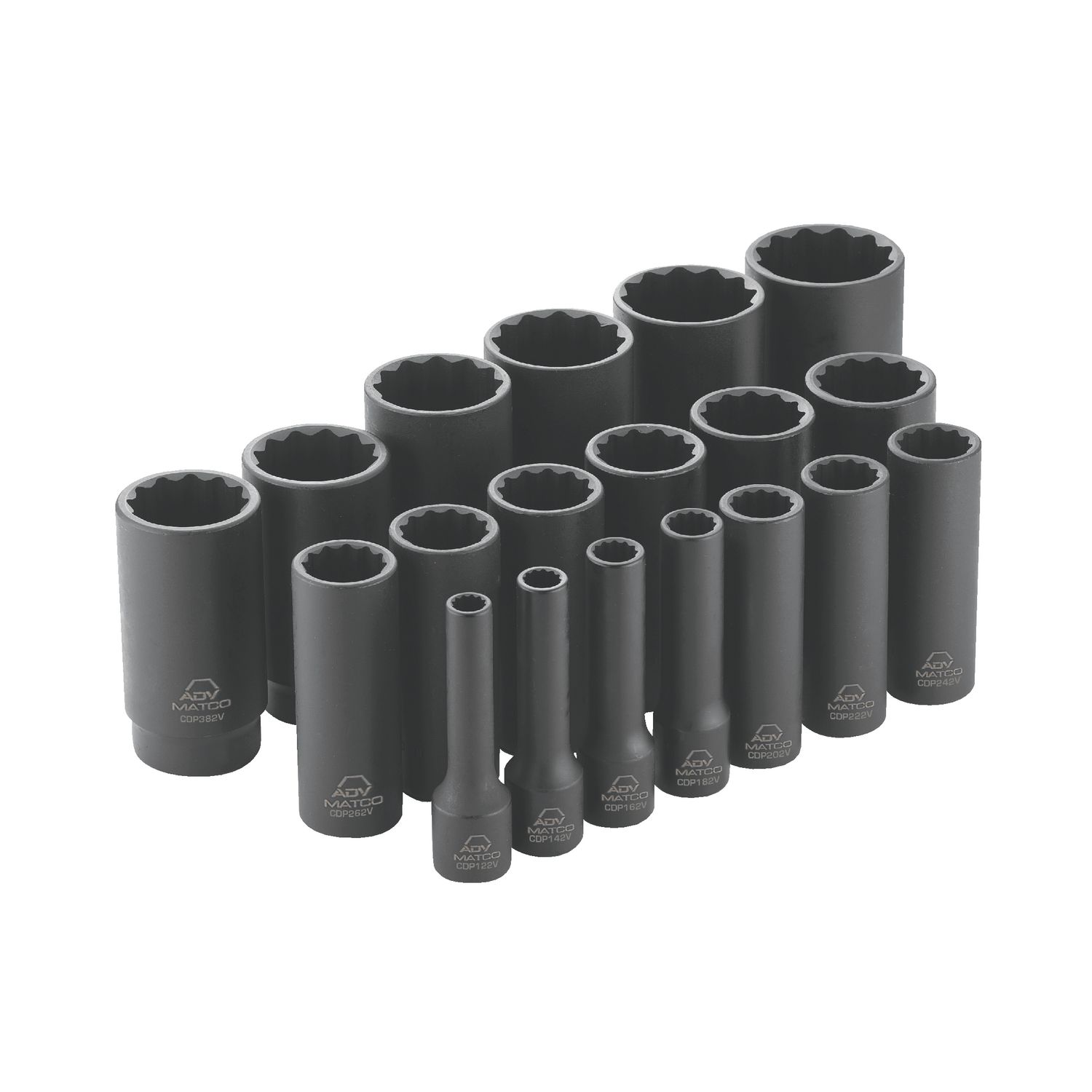 19 PIECE 1/2 DRIVE SAE 12 POINT ADV DEEP IMPACT SOCKET SET SCDP192V | eBaydiy Tools