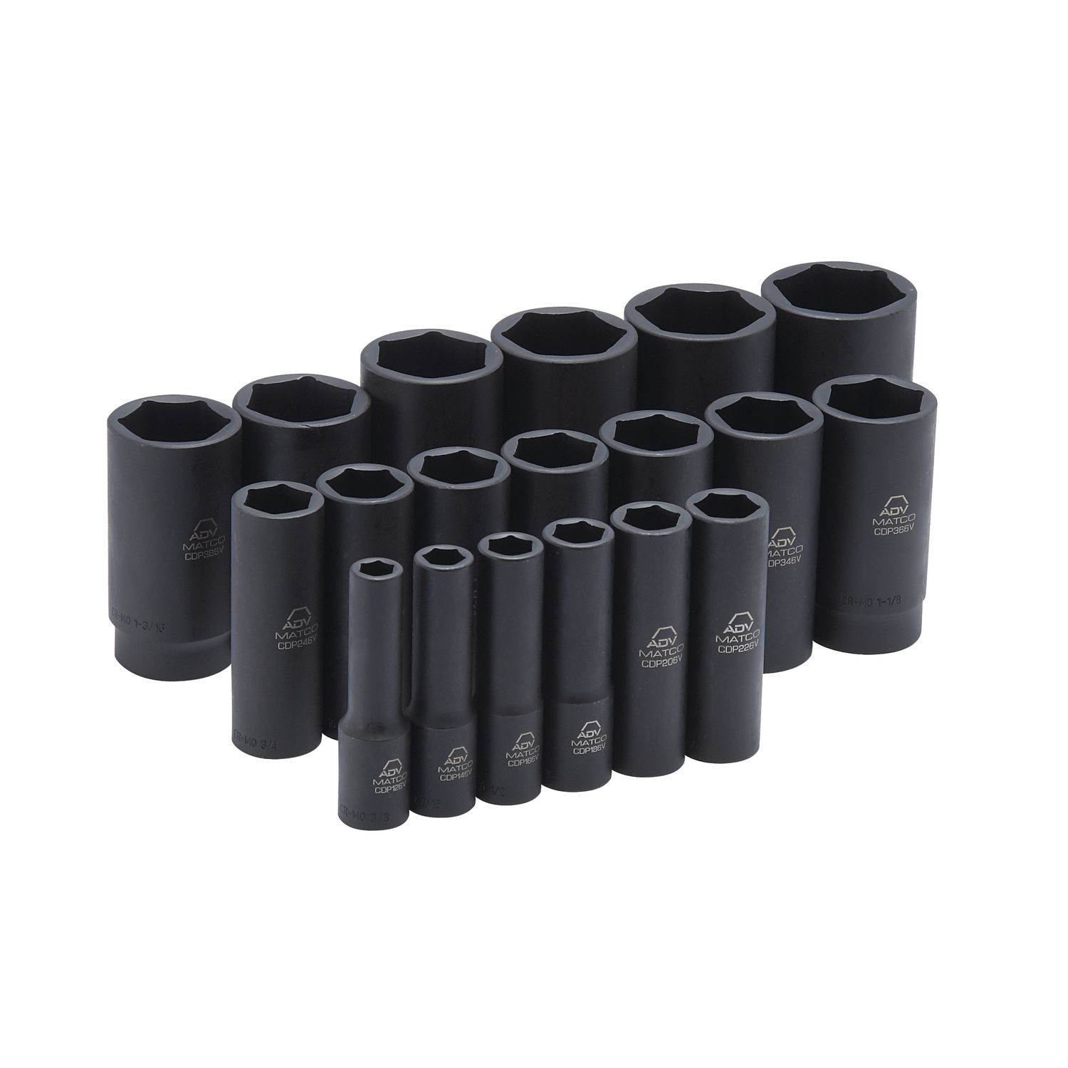 19 PIECE 1/2 DRIVE SAE 6 POINT ADV DEEP IMPACT SOCKET SET SCDP196V | eBaydiy Tools