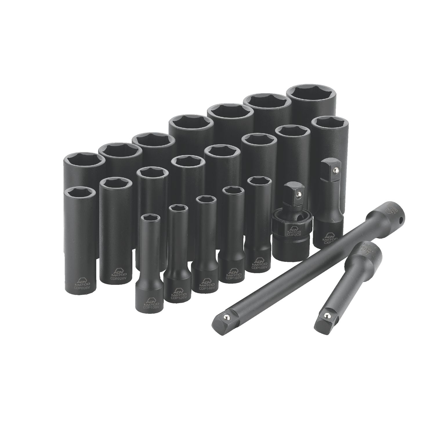 24 PIECE 1/2 DRIVE SAE 6 POINT ADV DEEP IMPACT SOCKET SET SCDP246V | eBaydiy Tools