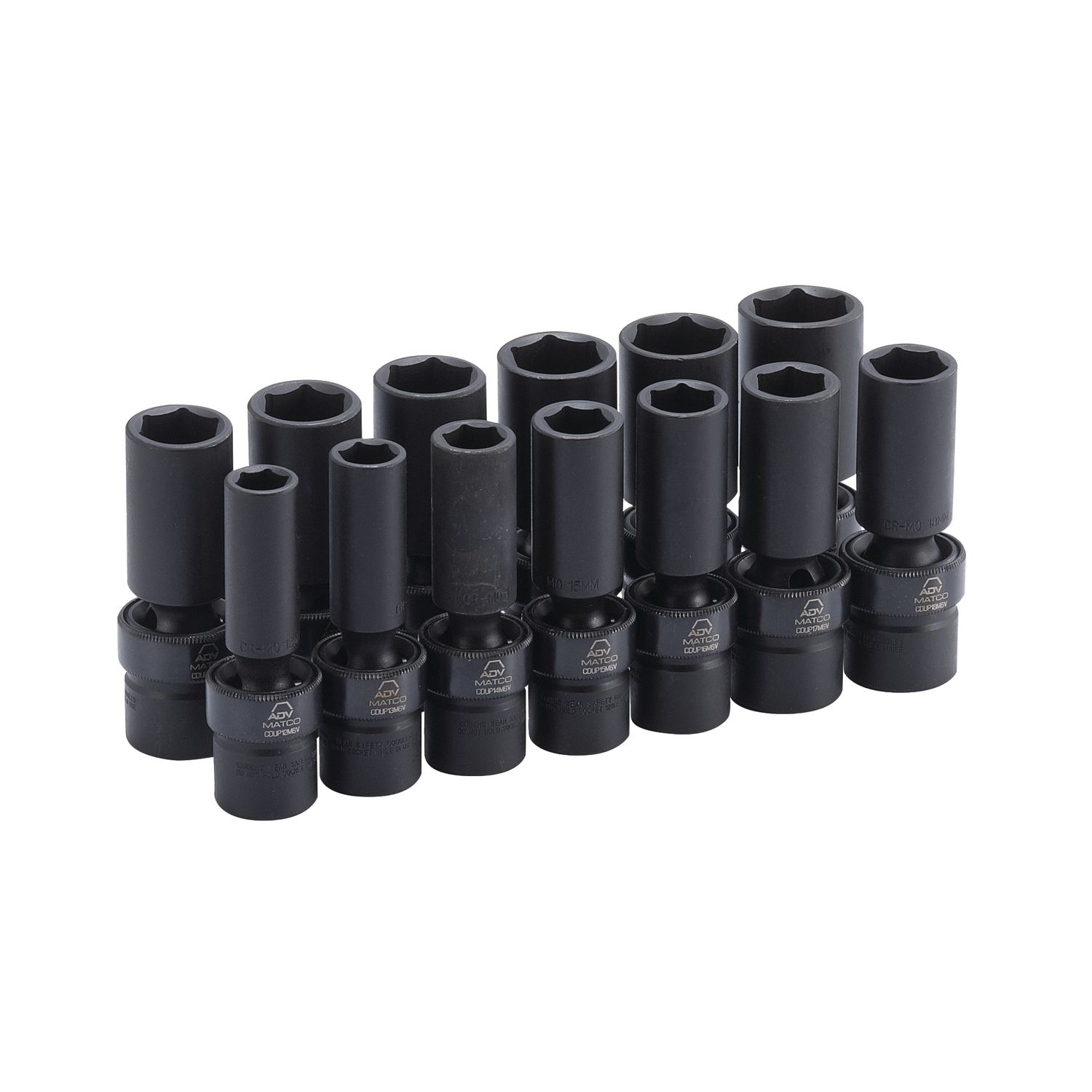 13 PIECE 1/2 DRIVE METRIC 6 POINT ADV DEEP UNIVERSAL IMPACT SOCKET SET SCDUPM136V | eBaydiy Tools