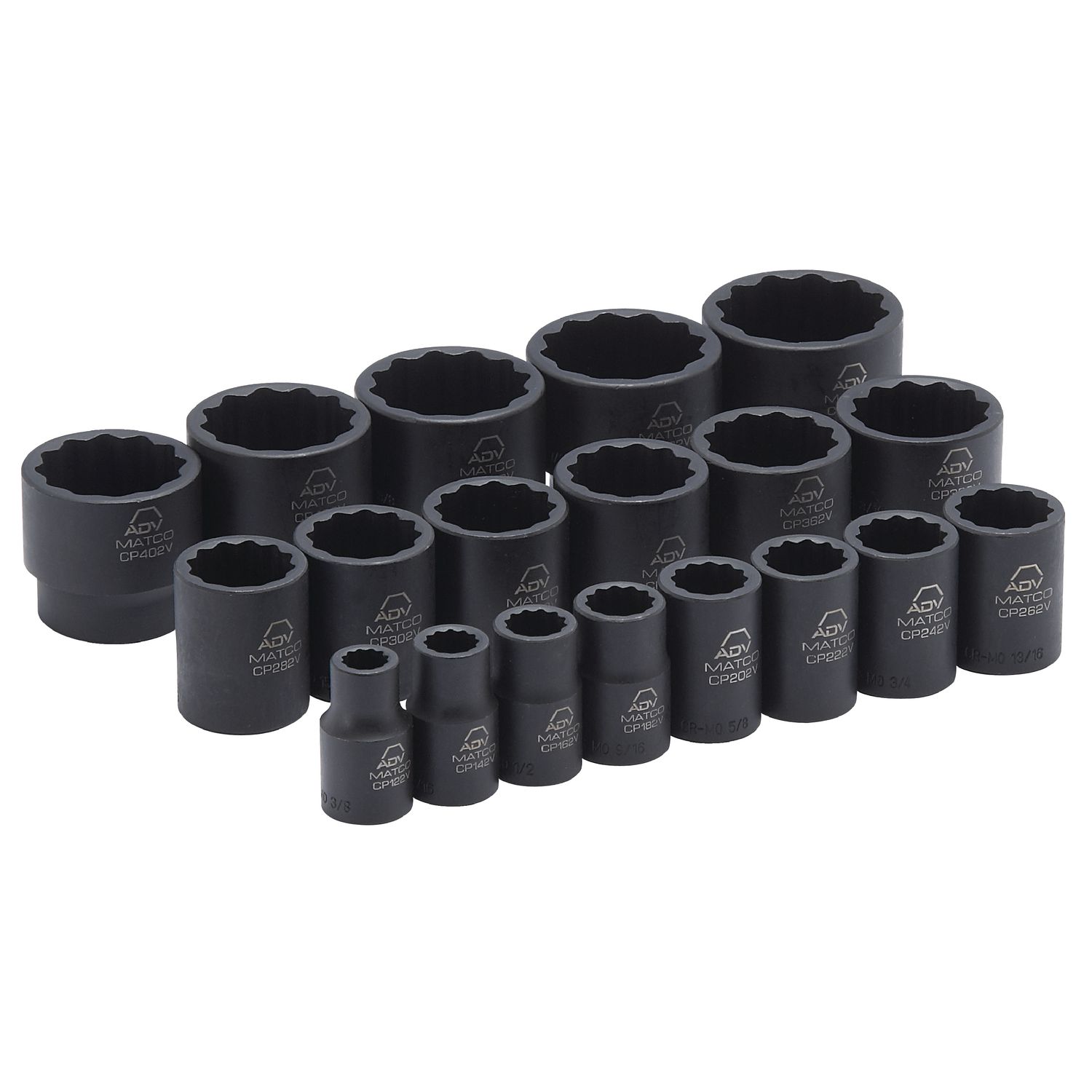 19 PIECE 1/2 DRIVE SAE 12 POINT ADV IMPACT SOCKET SET SCP192V | eBaydiy Tools
