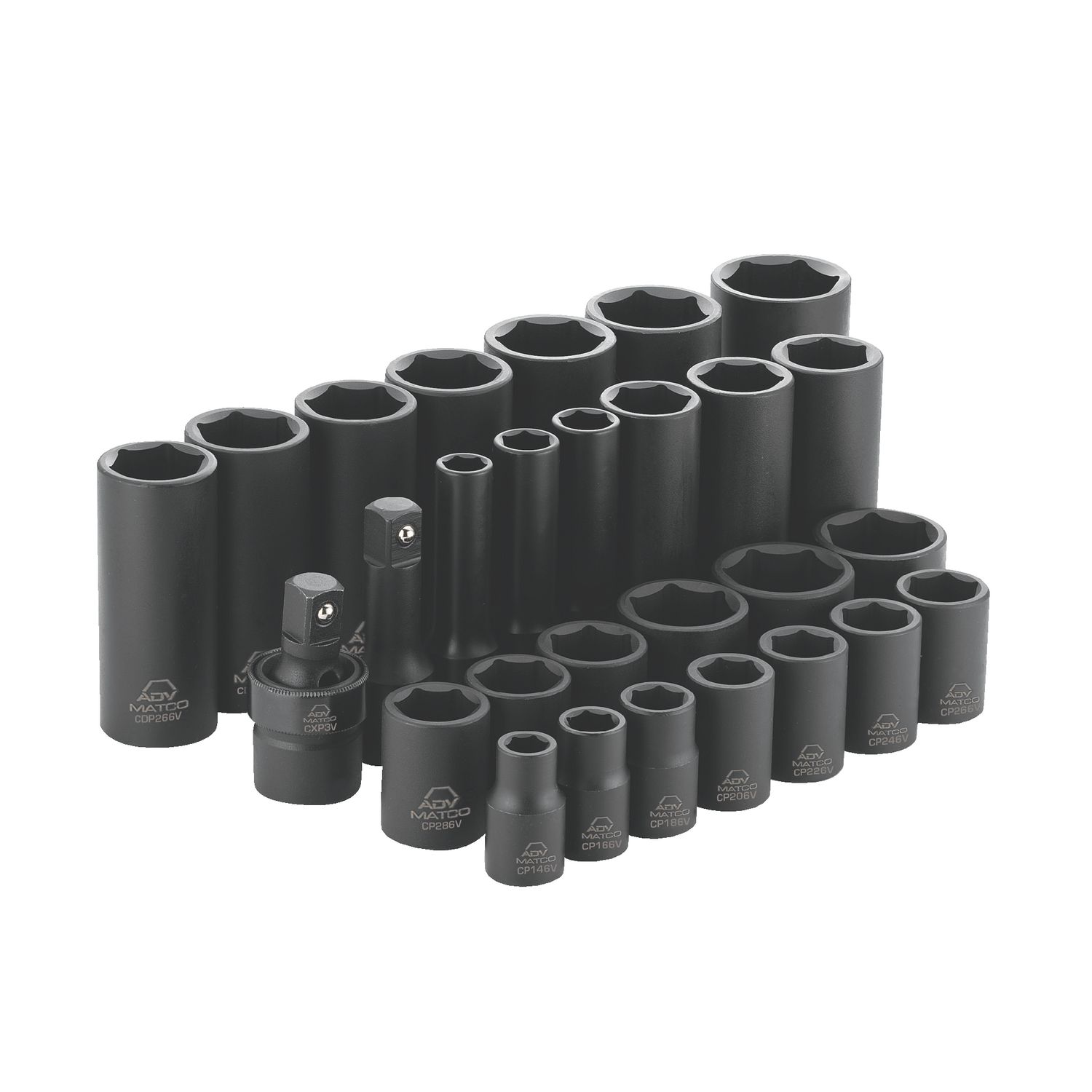 28 PIECE 1/2 DRIVE SAE 6 POINT ADV STANDARD AND DEEP IMPACT SOCKET SET SCP286V | eBaydiy Tools
