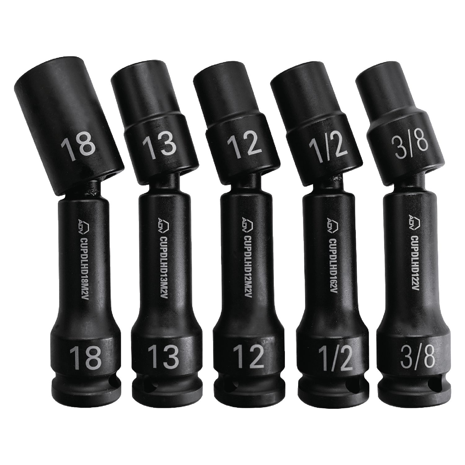 5 PIECE 1/2 DRIVE 12 POINT PINLESS HEAVY-DUTY UNIVERSAL ADV IMPACT DRIVELINE SOCKET SET SCUPDLHD52V | eBaydiy Tools
