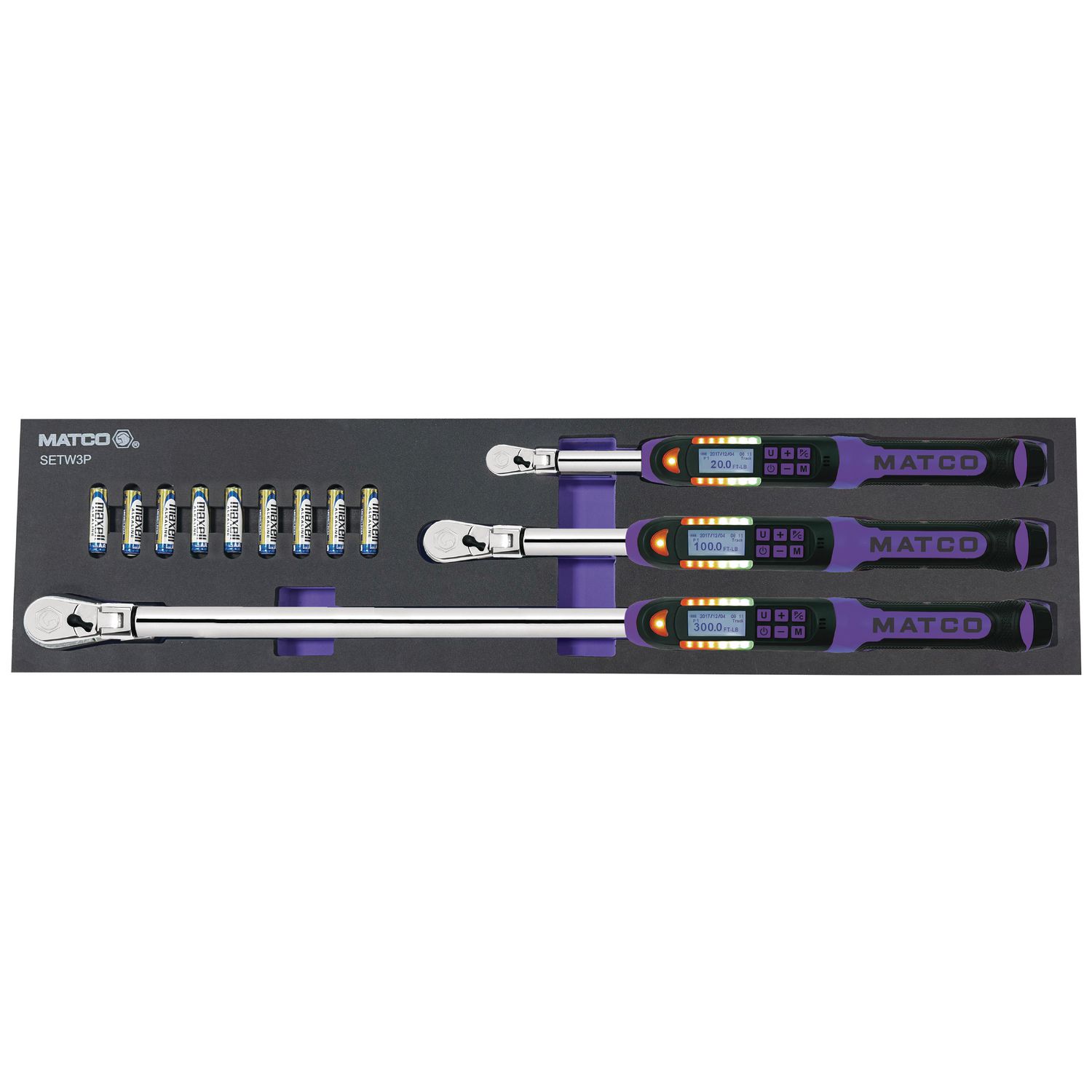 3 PIECE ELECTRONIC TORQUE WRENCH SET - PURPLE SETW3P | eBaydiy Tools